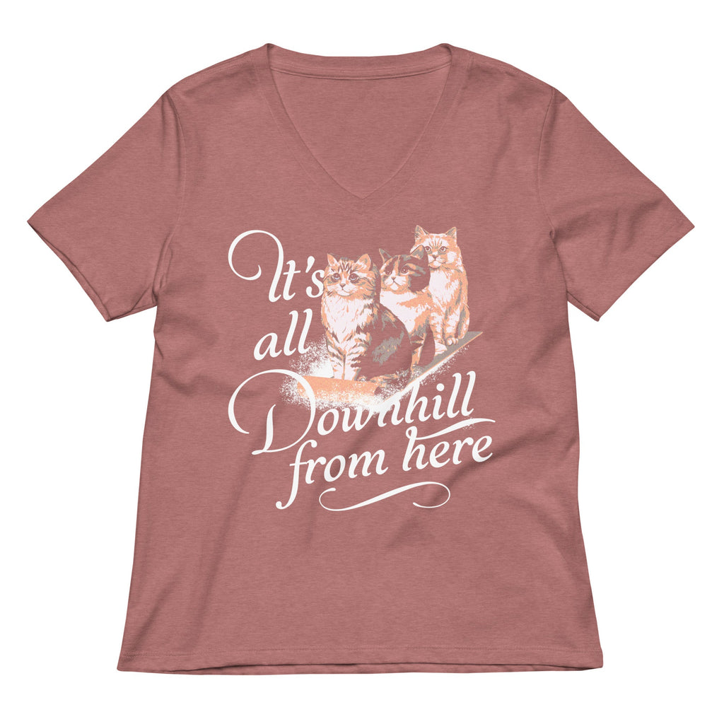It's All Downhill From Here Women's V-Neck Tee