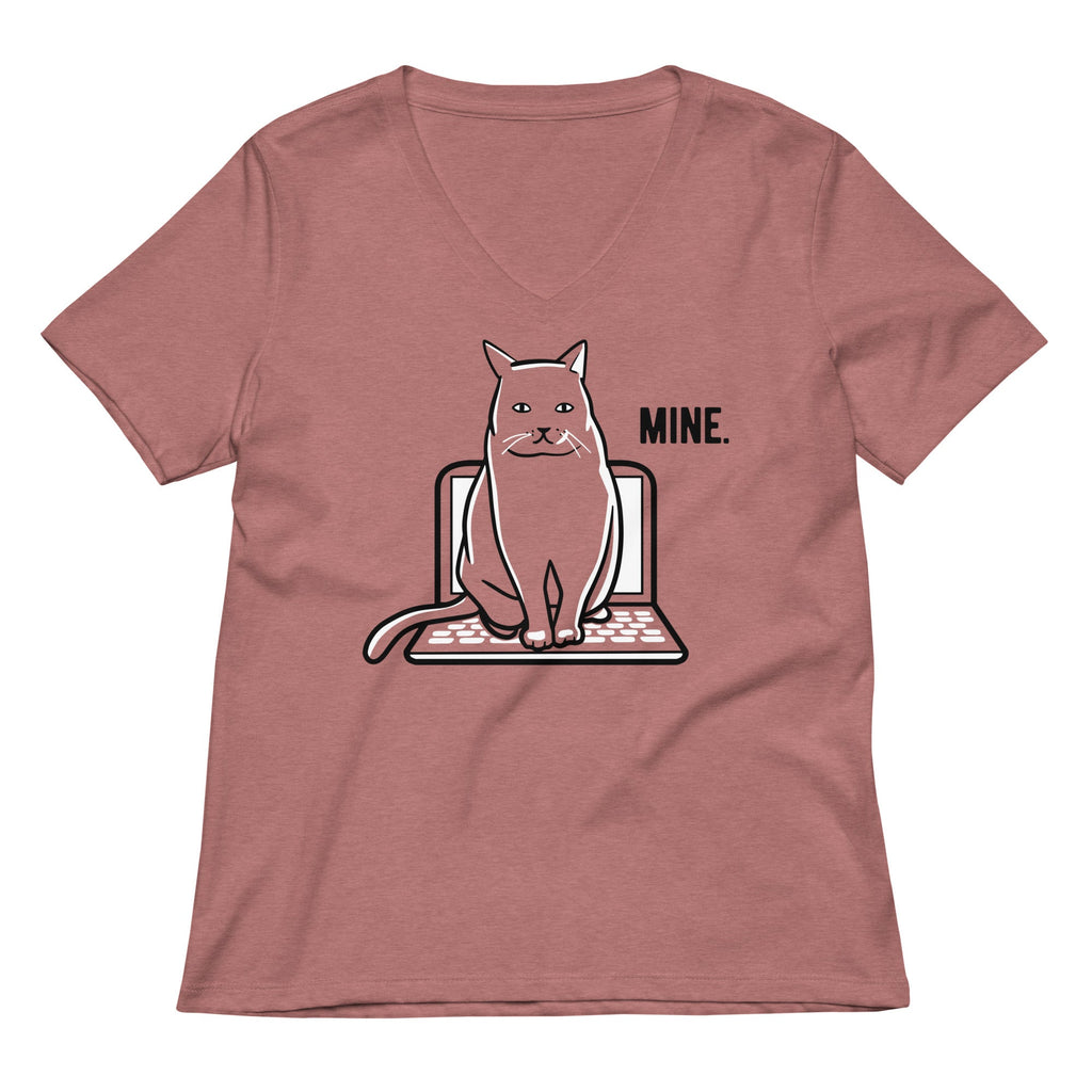 Mine Computer Cat Women's V-Neck Tee
