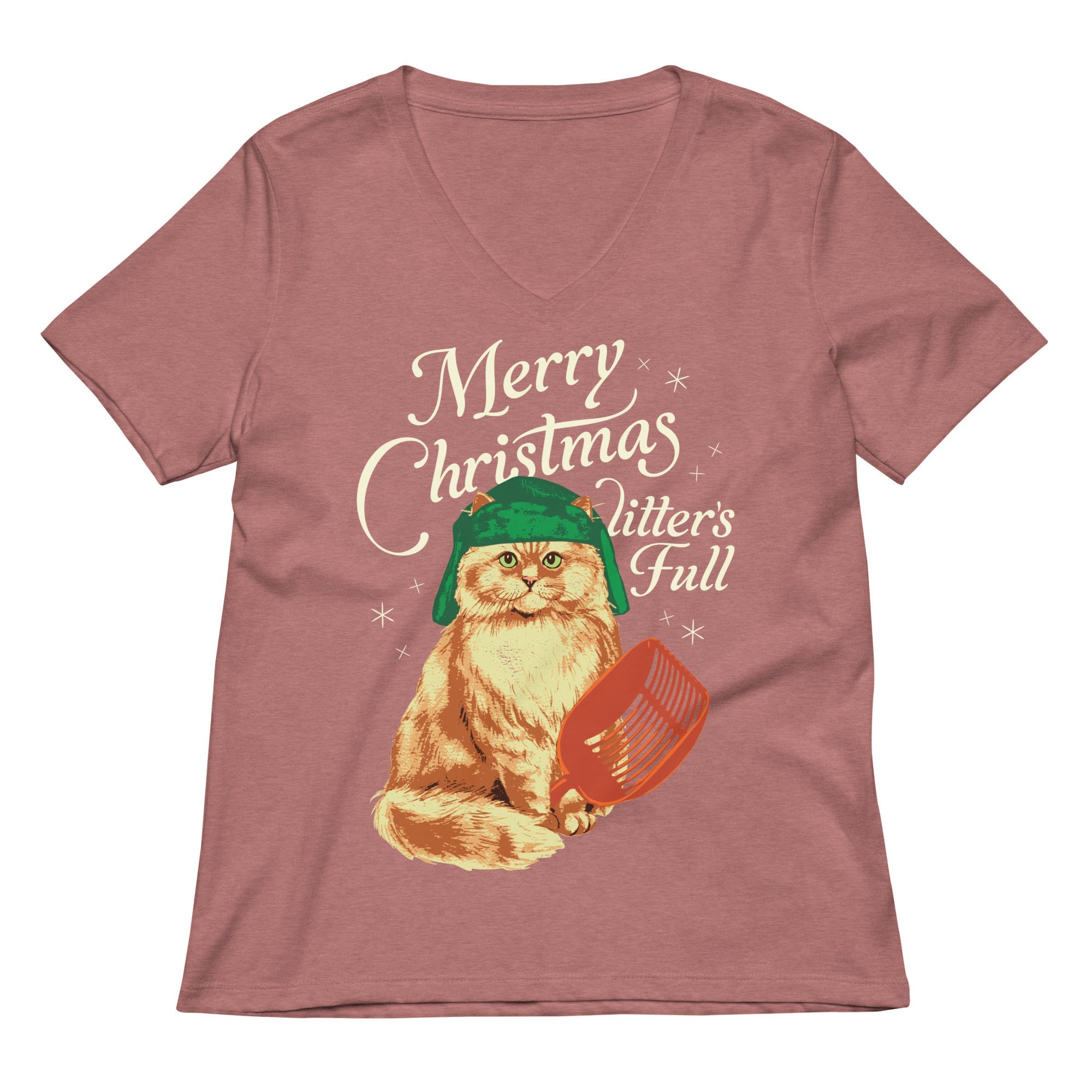 Merry Christmas Litter's Full Women's V-Neck Tee