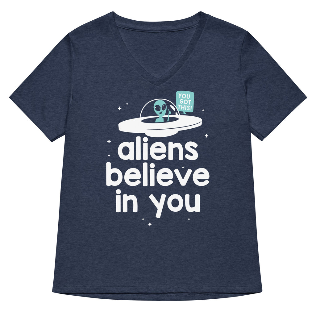 Aliens Believe In You Women's V-Neck Tee
