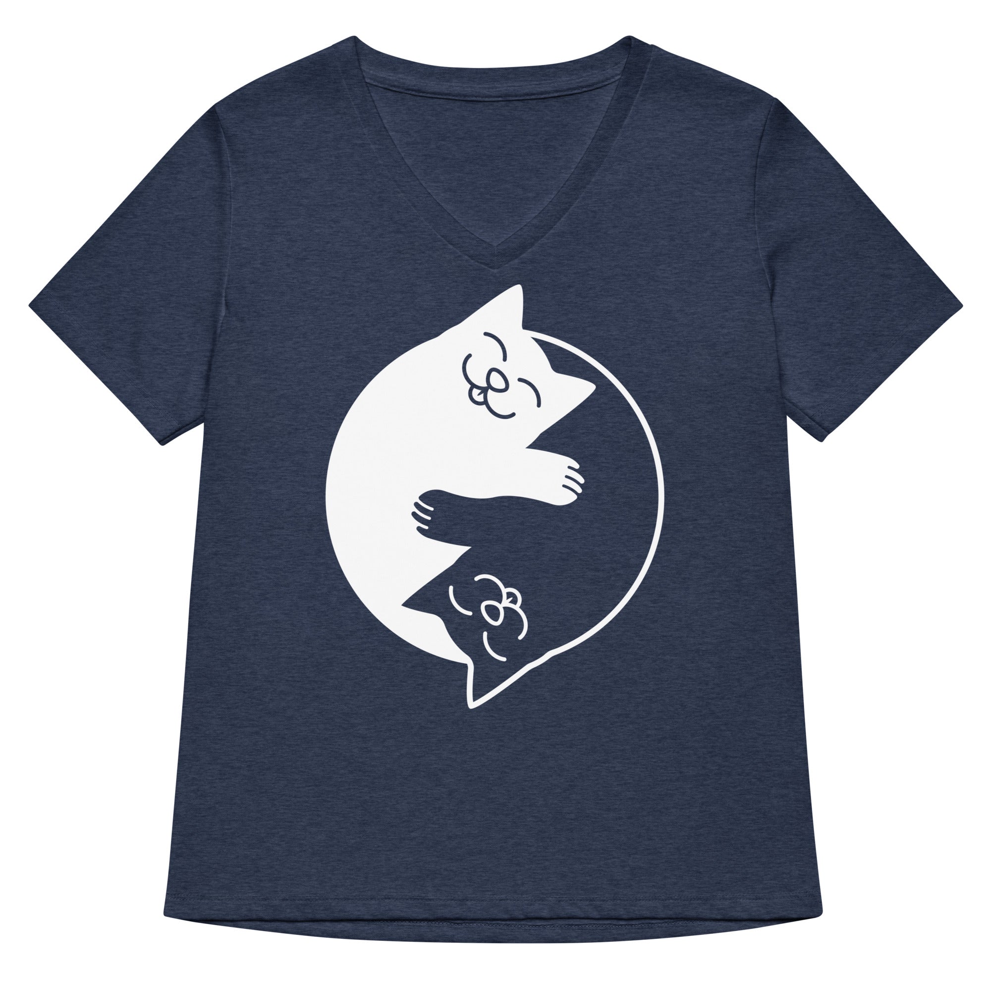 Yin Yang Cats Women's V-Neck Tee