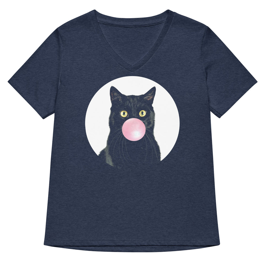 Bubble Cat Women's V-Neck Tee