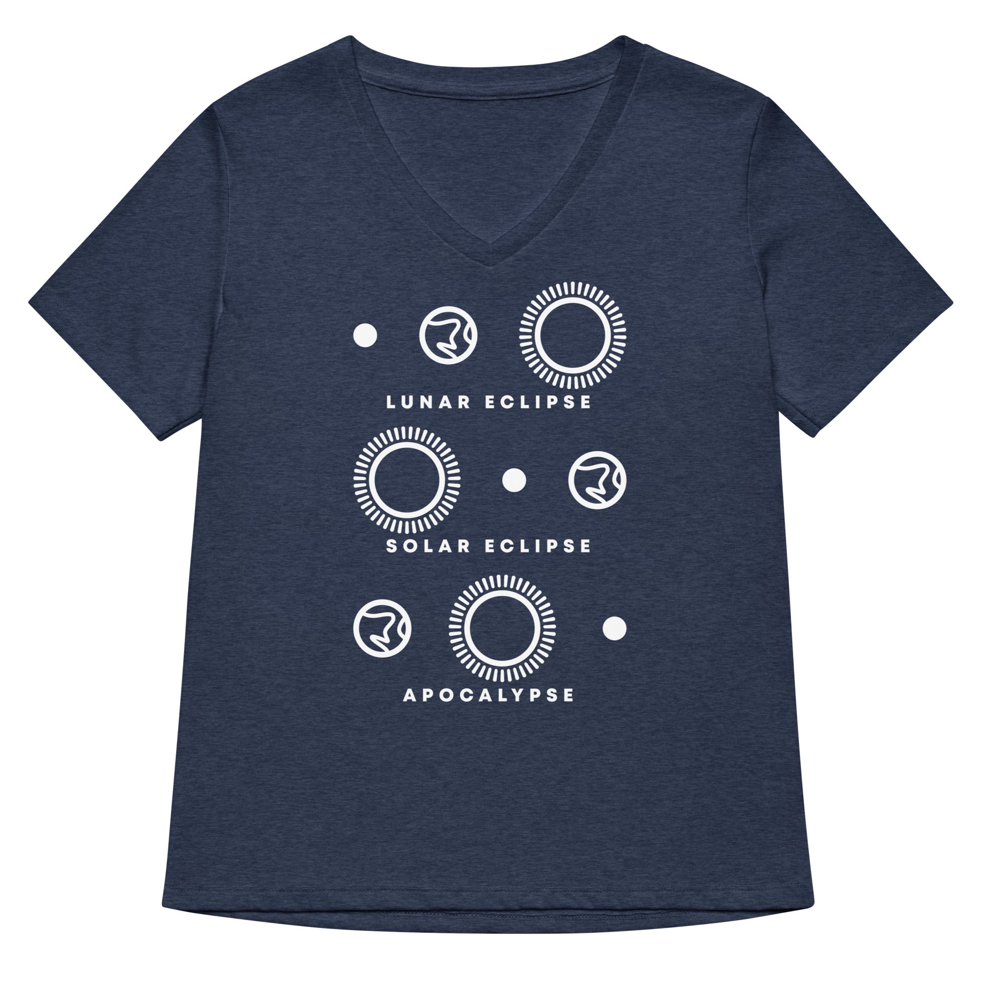 Lunar Eclipse Solar Eclipse Apocalypse Women's V-Neck Tee