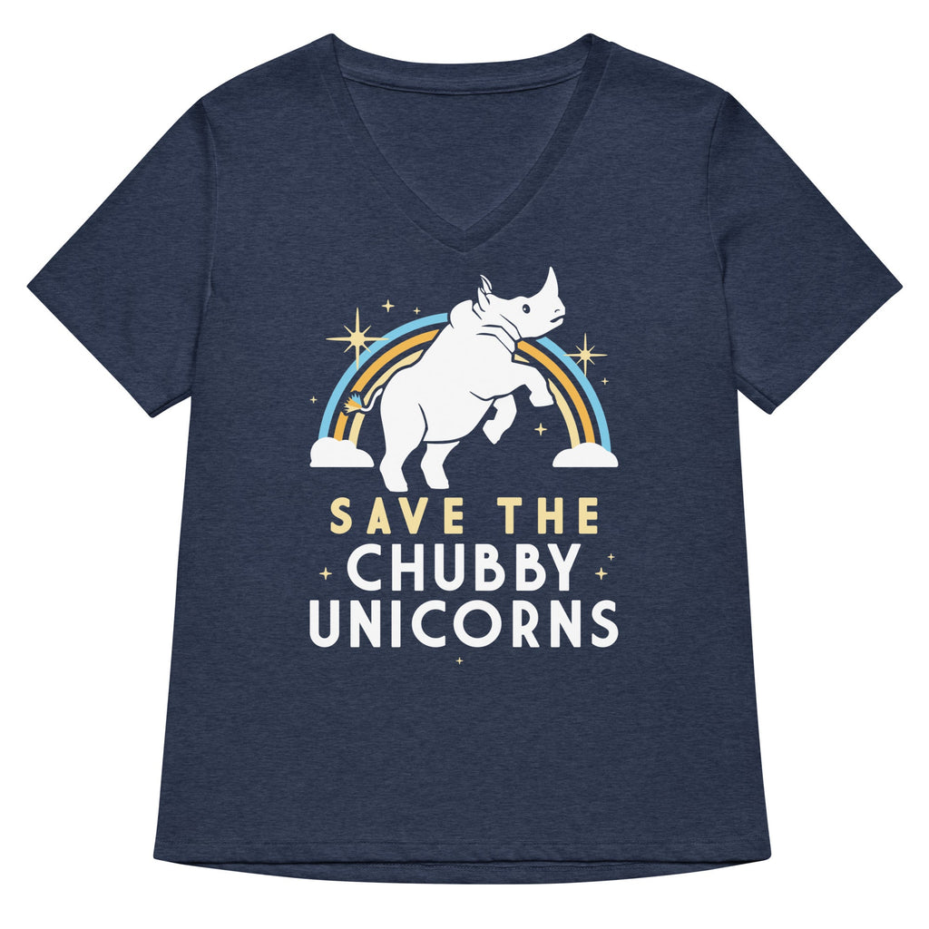 Save The Chubby Unicorns Women's V-Neck Tee