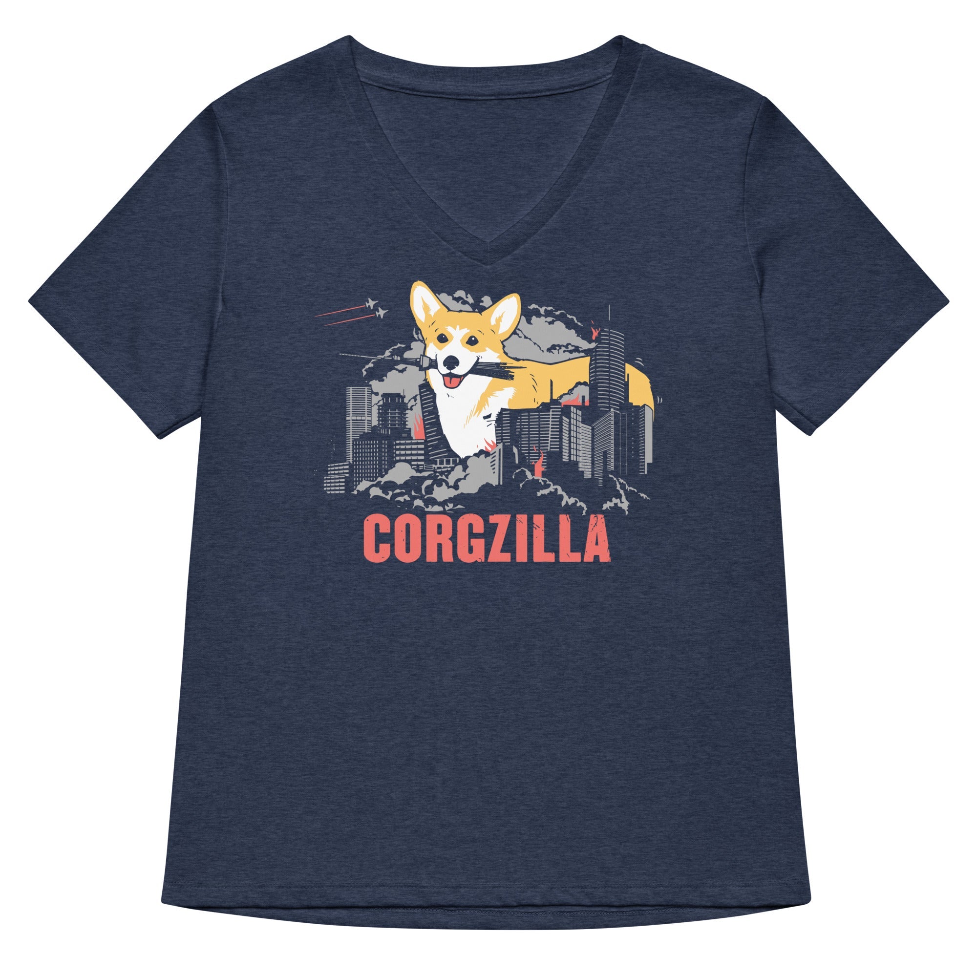 Corgzilla Women's V-Neck Tee