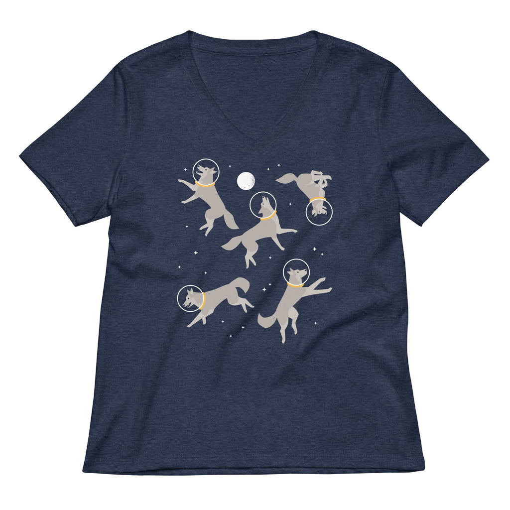 Wolves In Space Women's V-Neck Tee