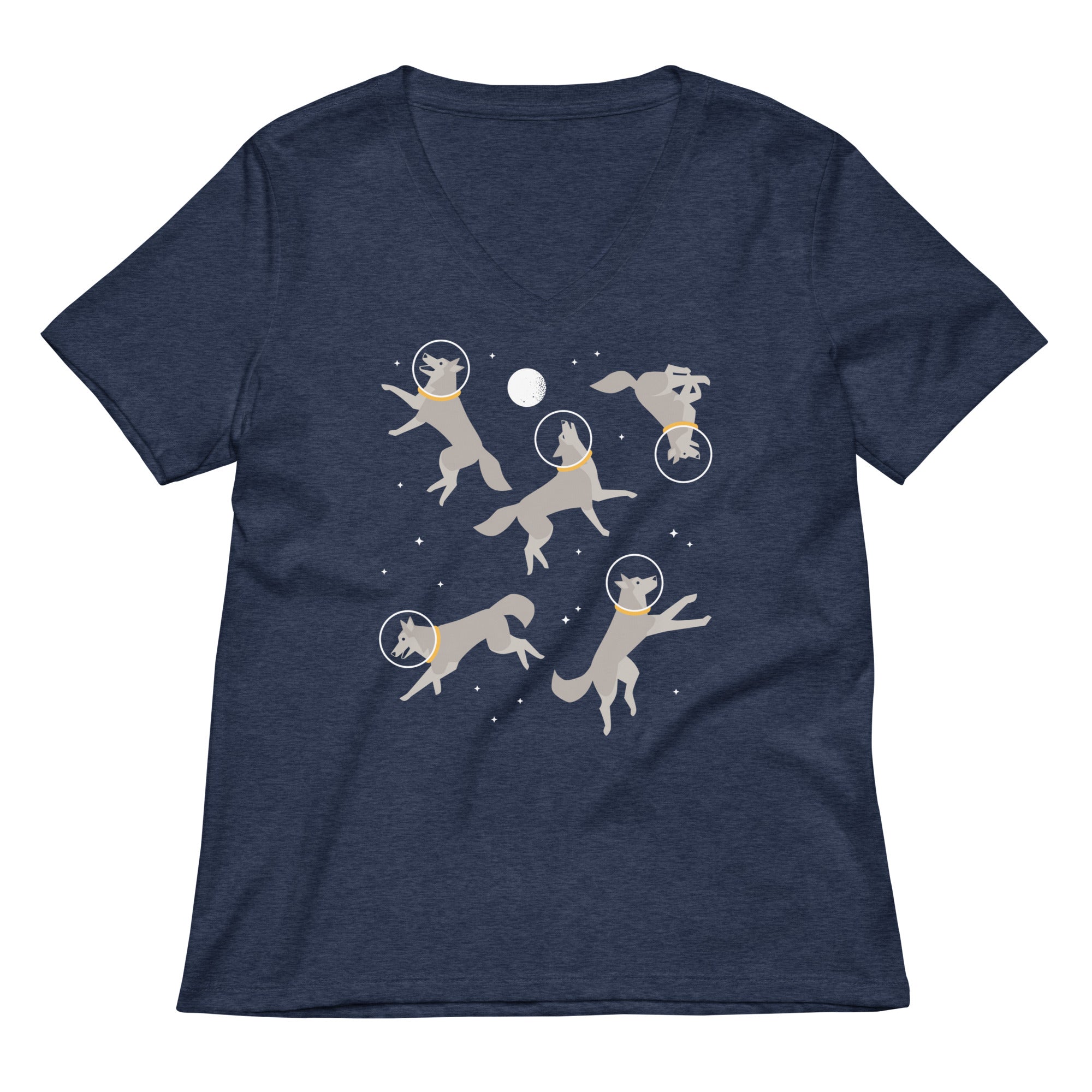 Wolves In Space Women's V-Neck Tee