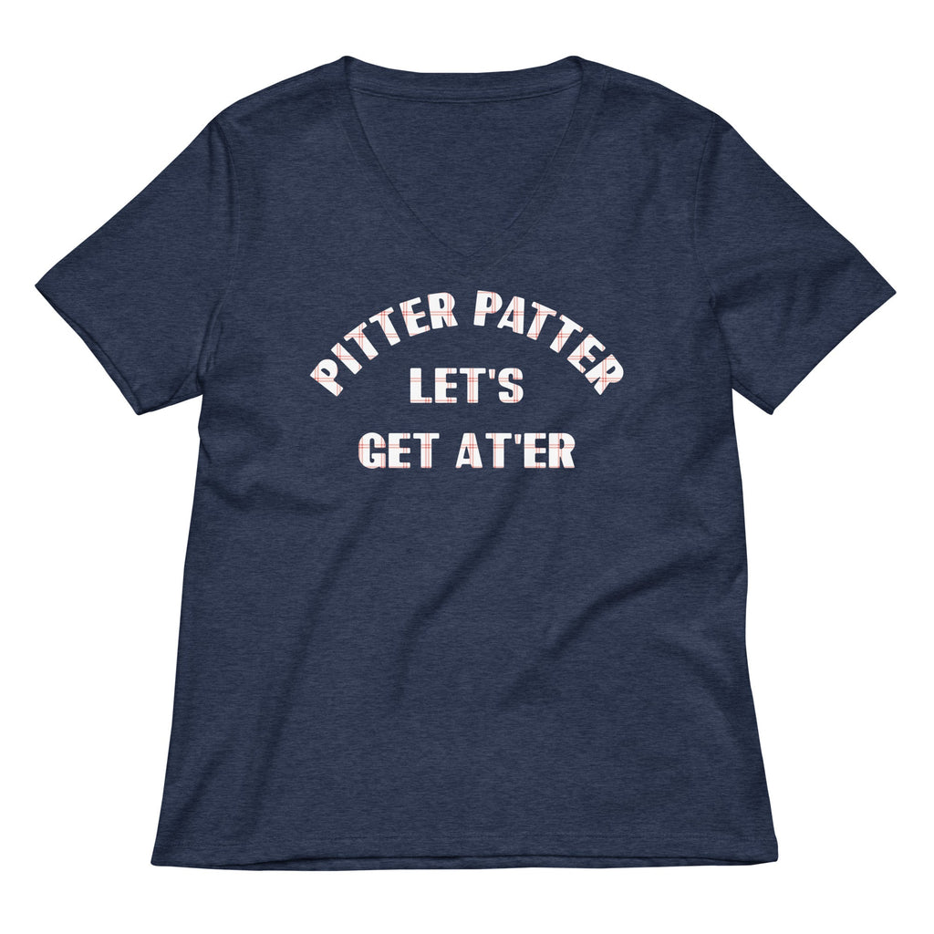 Pitter Patter Let's Get At'er Women's V-Neck Tee