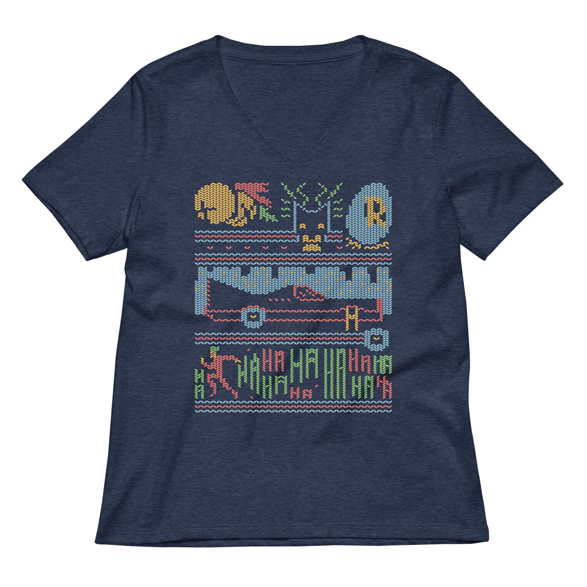 Bat Christmas Sweater Women's V-Neck Tee
