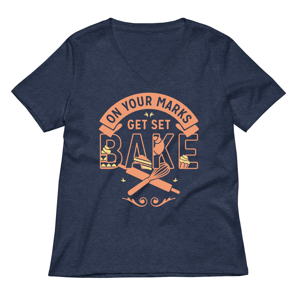 On Your Marks Get Set Bake Women's V-Neck Tee