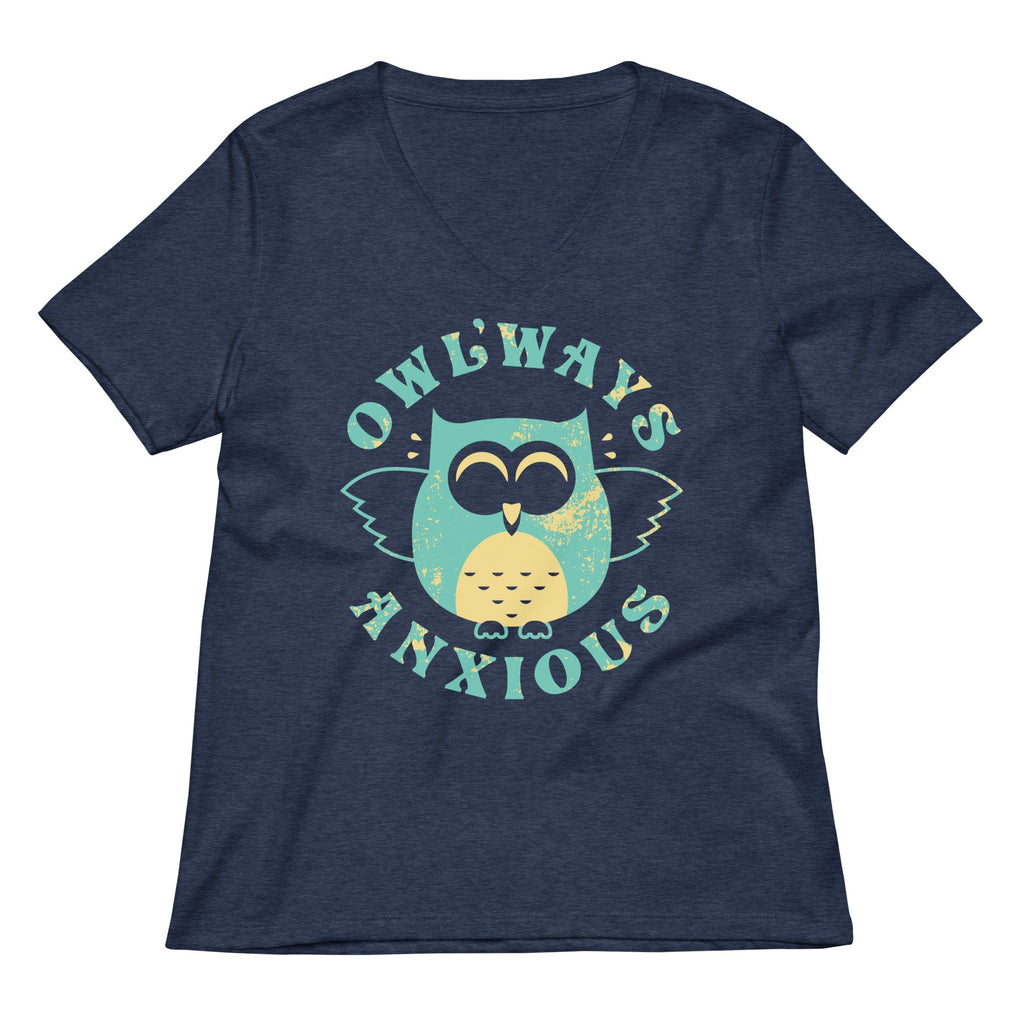 Owlways Anxious Women's V-Neck Tee