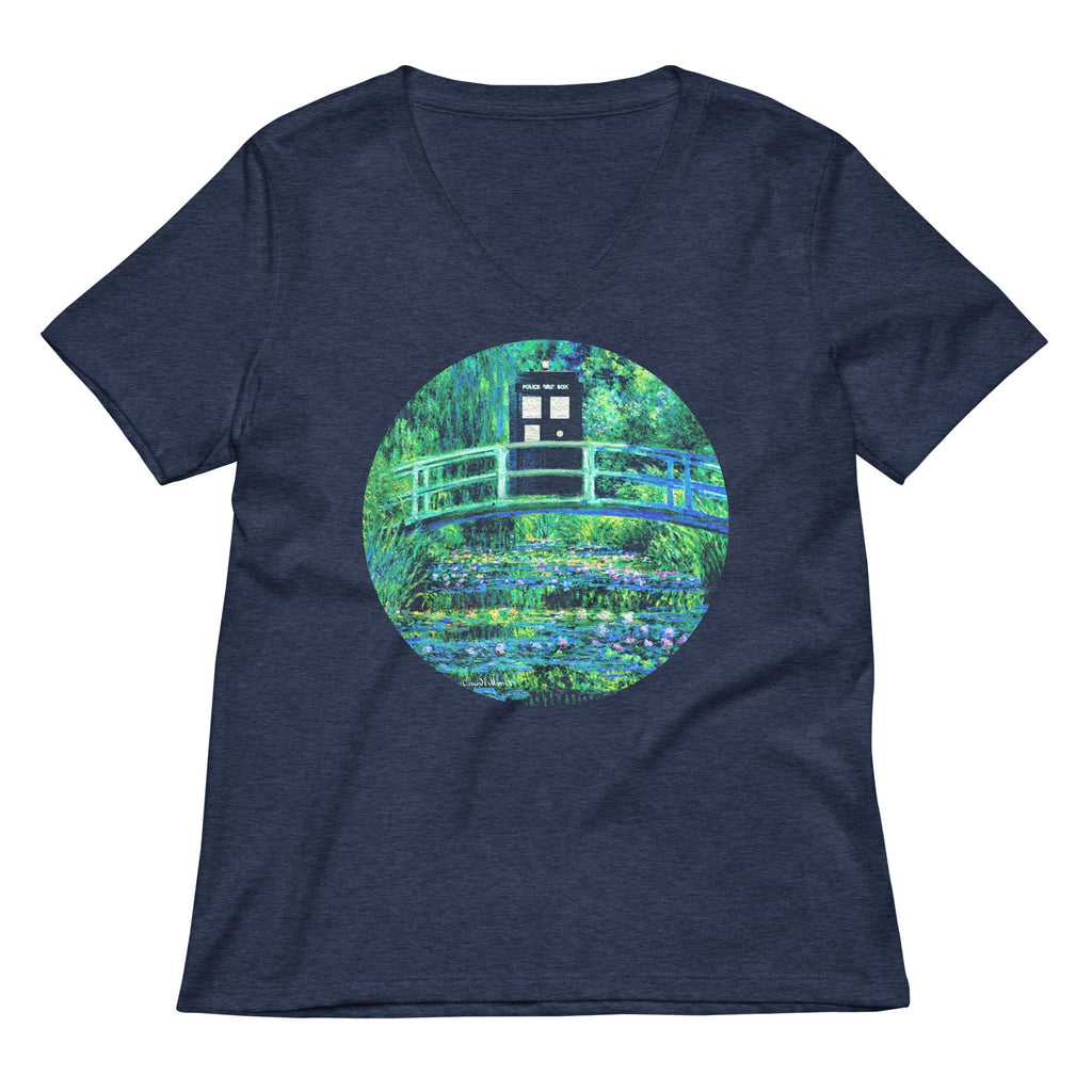 Water Lilies Police Box Women's V-Neck Tee