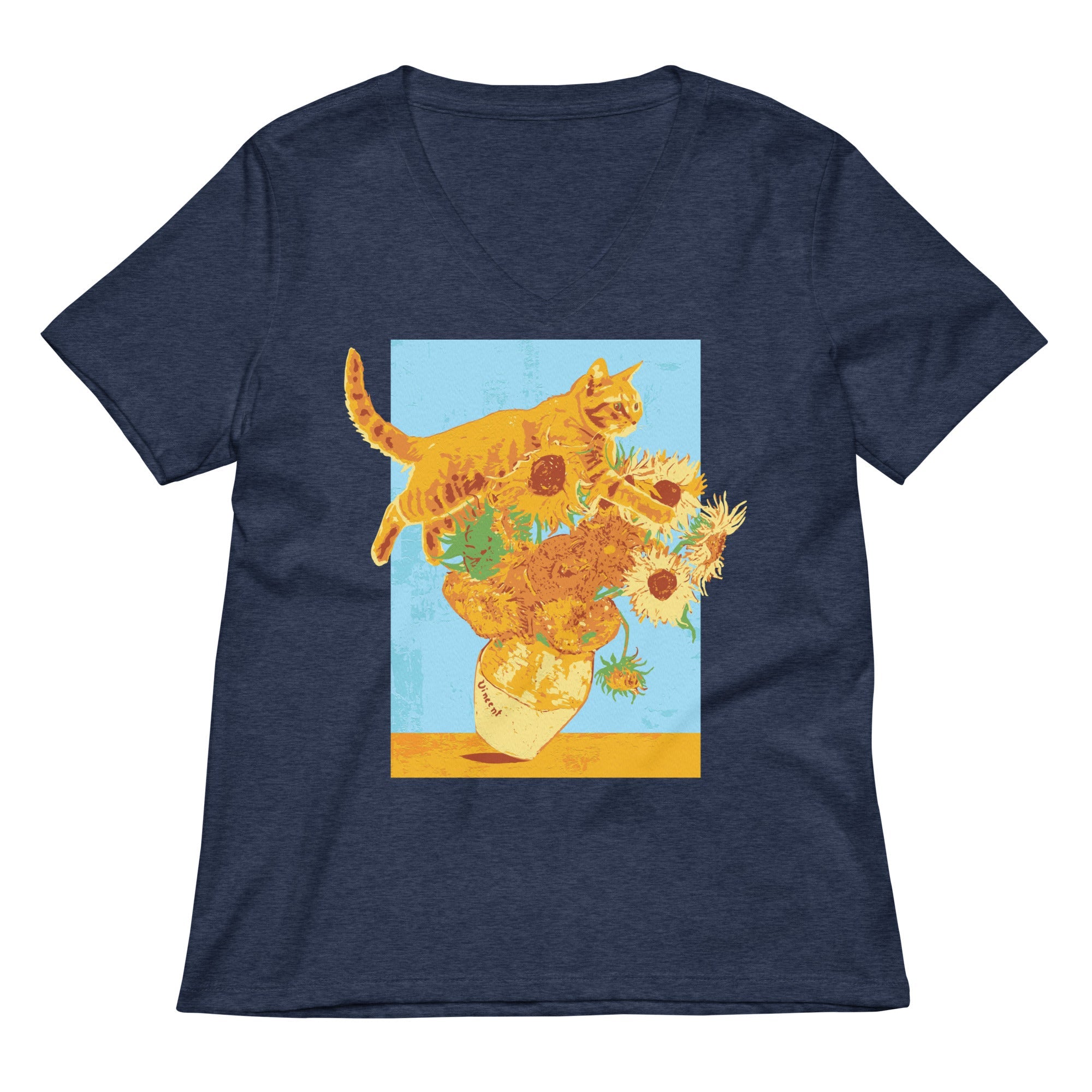 Van Gogh's Cat Women's V-Neck Tee