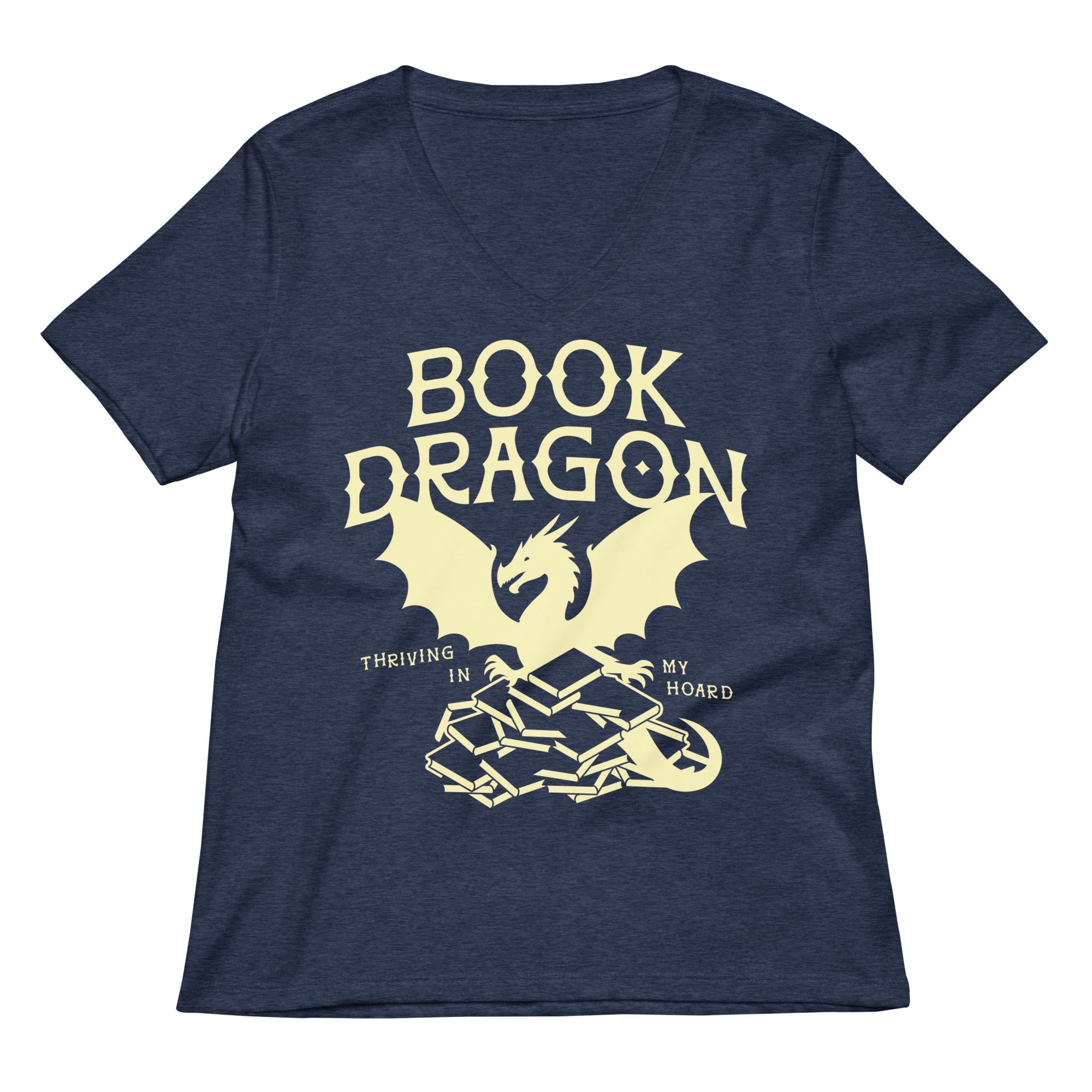 Book Dragon Thriving In My Hoard Women's V-Neck Tee