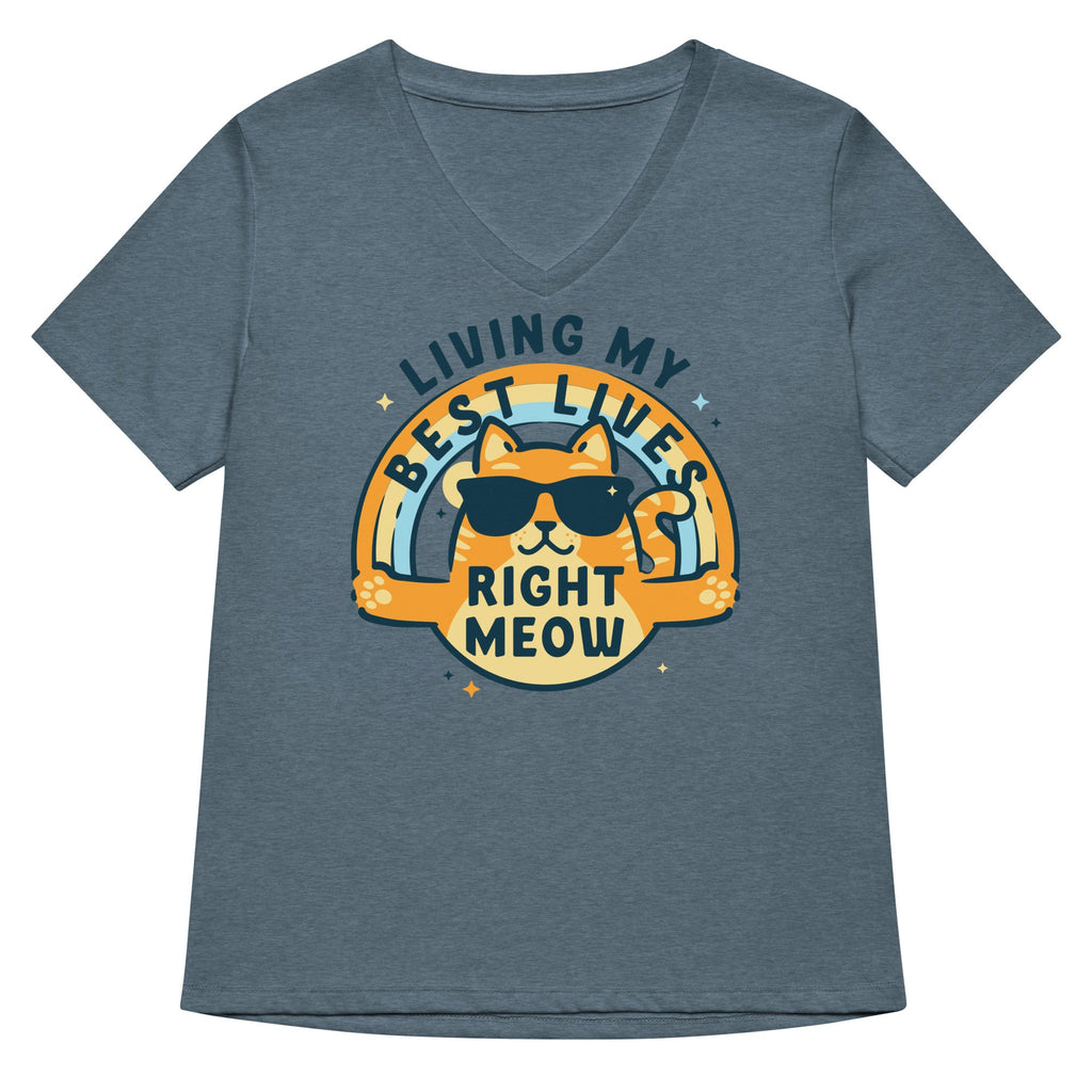 Living My Best Lives Right Meow Women's V-Neck Tee