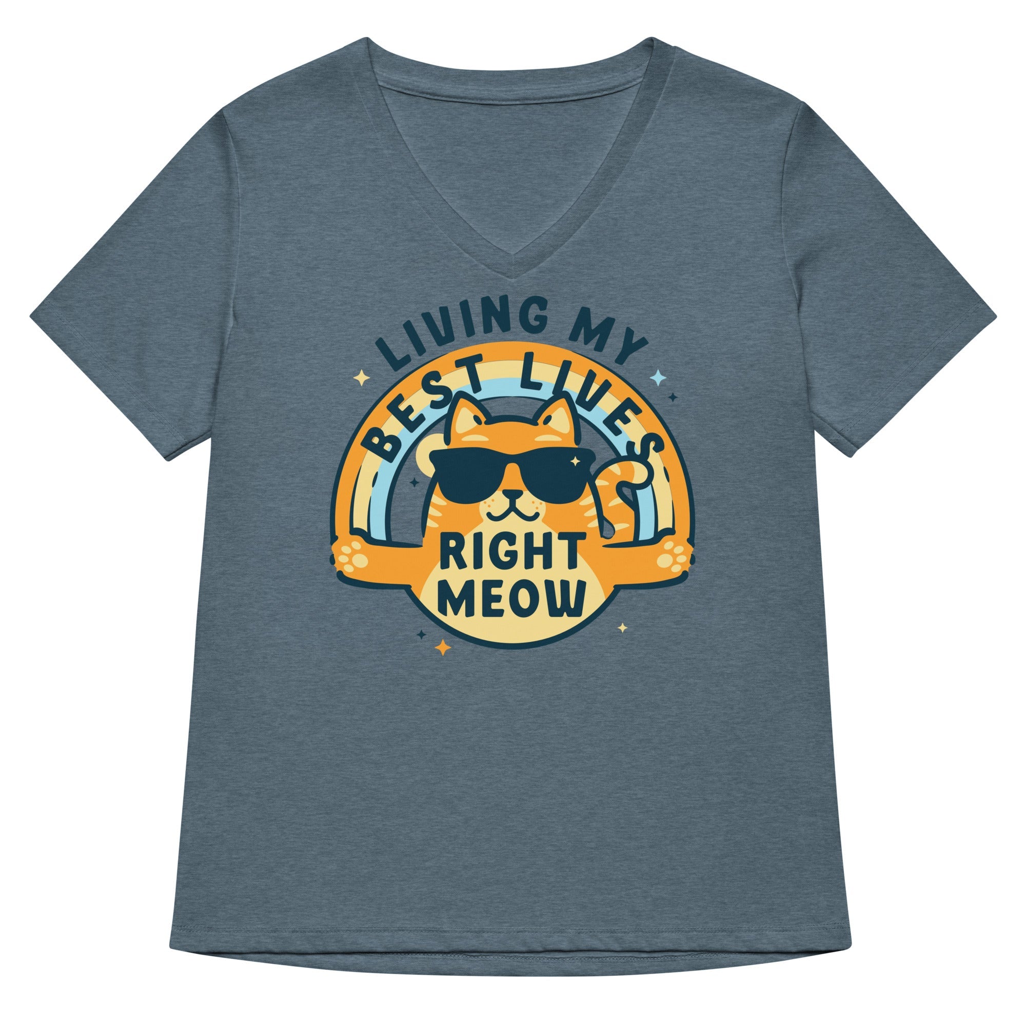 Living My Best Lives Right Meow Women's V-Neck Tee