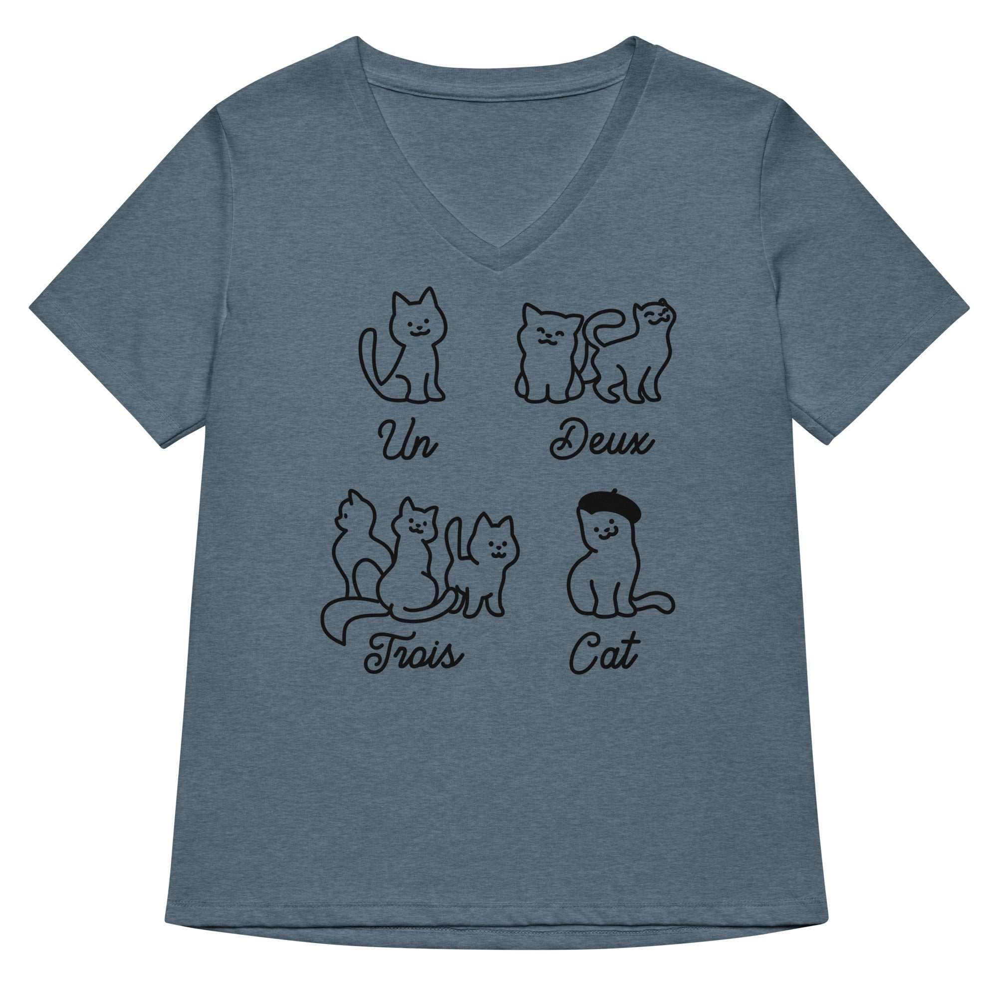 Un Deux Trois Cat Women's V-Neck Tee
