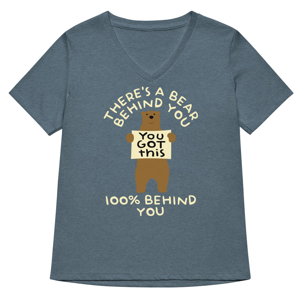 There's A Bear Behind You, 100% Behind You Women's V-Neck Tee