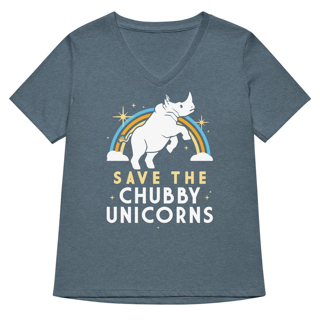 Save The Chubby Unicorns Women's V-Neck Tee