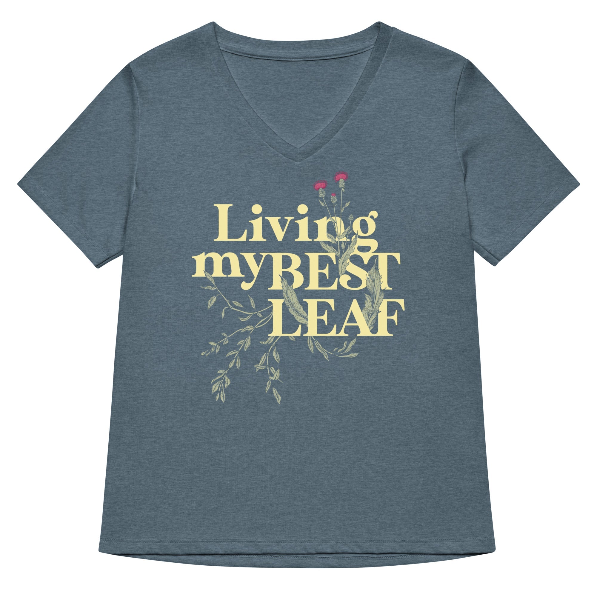 Living My Best Leaf Women's V-Neck Tee