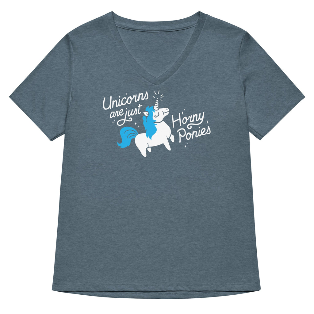 Unicorns Are Just Horny Ponies Women's V-Neck Tee