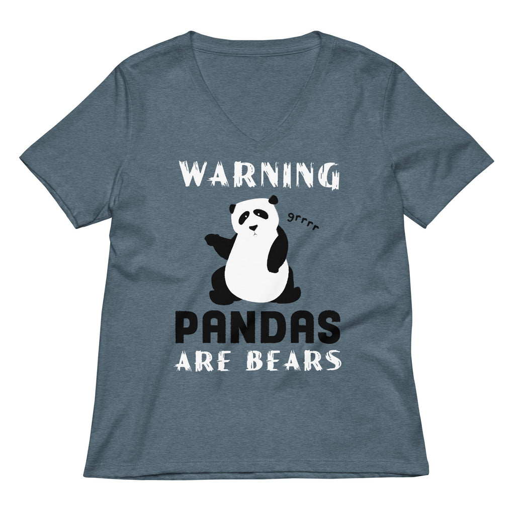 Warning, Pandas Are Bears Women's V-Neck Tee