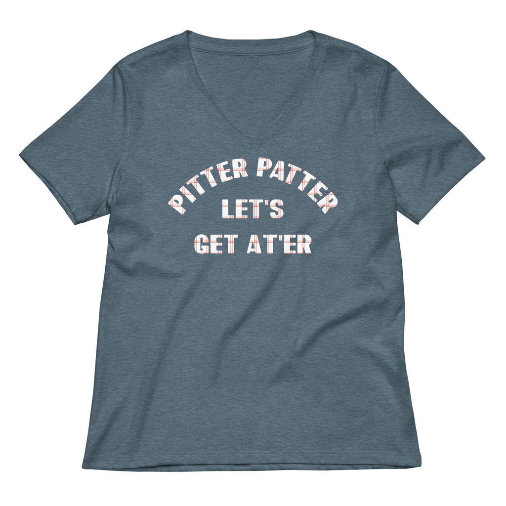 Pitter Patter Let's Get At'er Women's V-Neck Tee