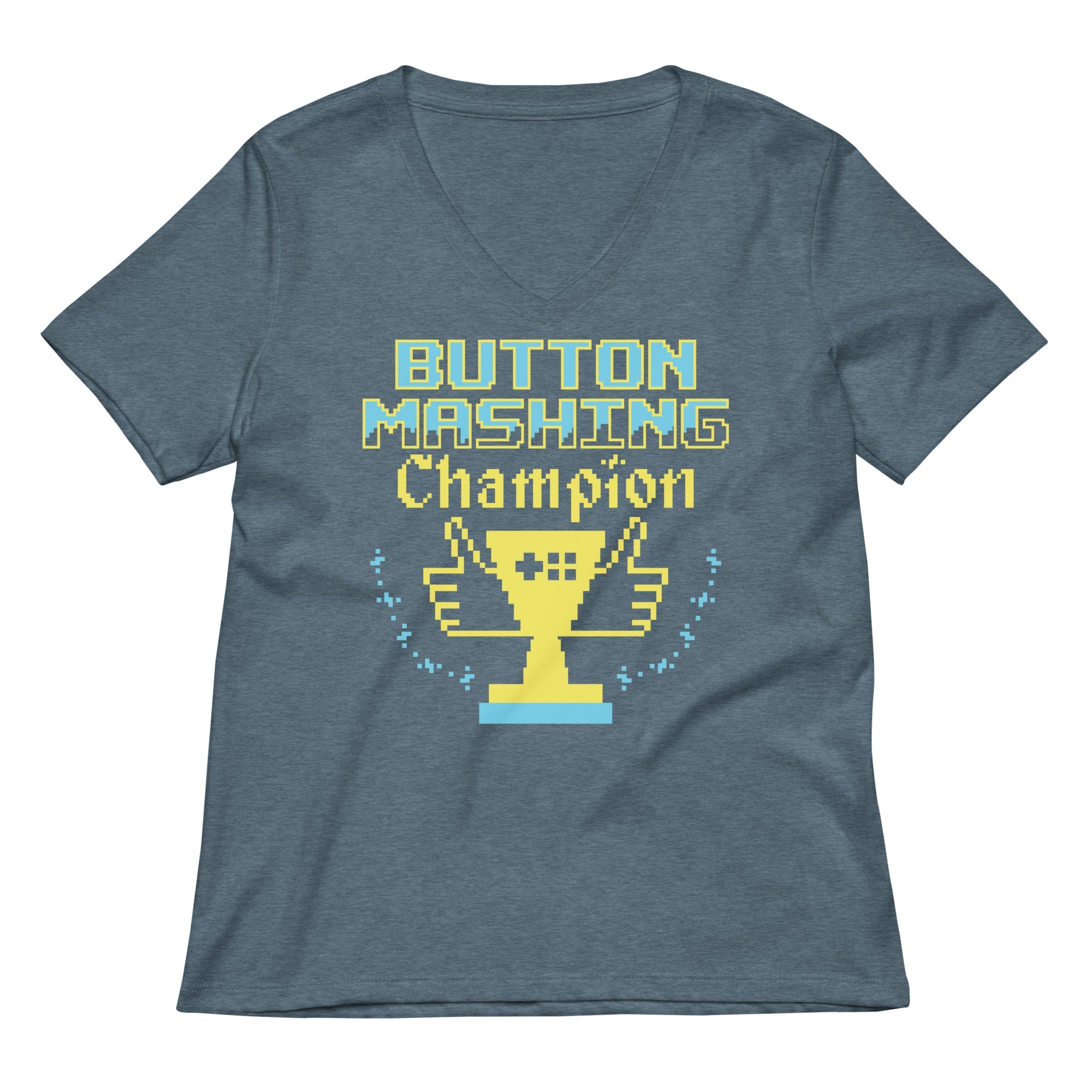 Button Mashing Champion Women's V-Neck Tee