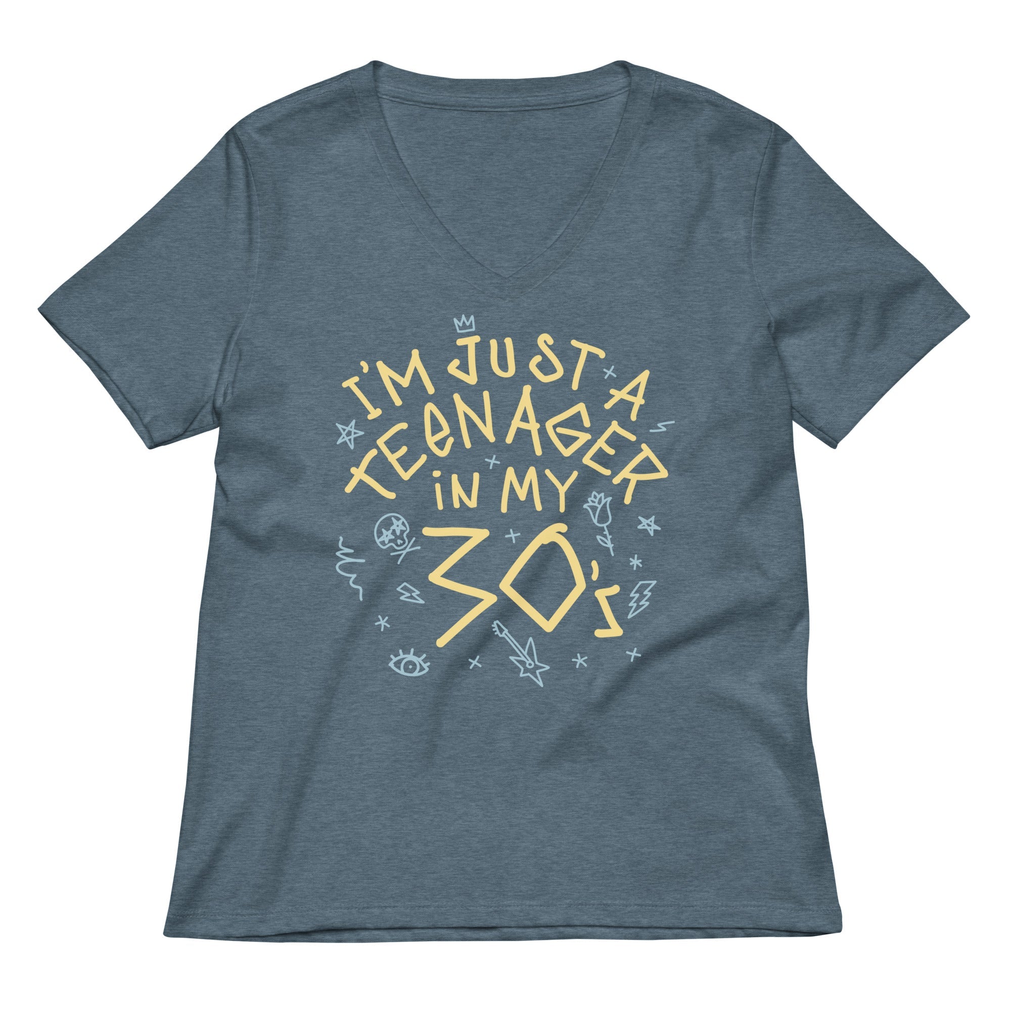 I'm Just A Teenager In My 30's Women's V-Neck Tee