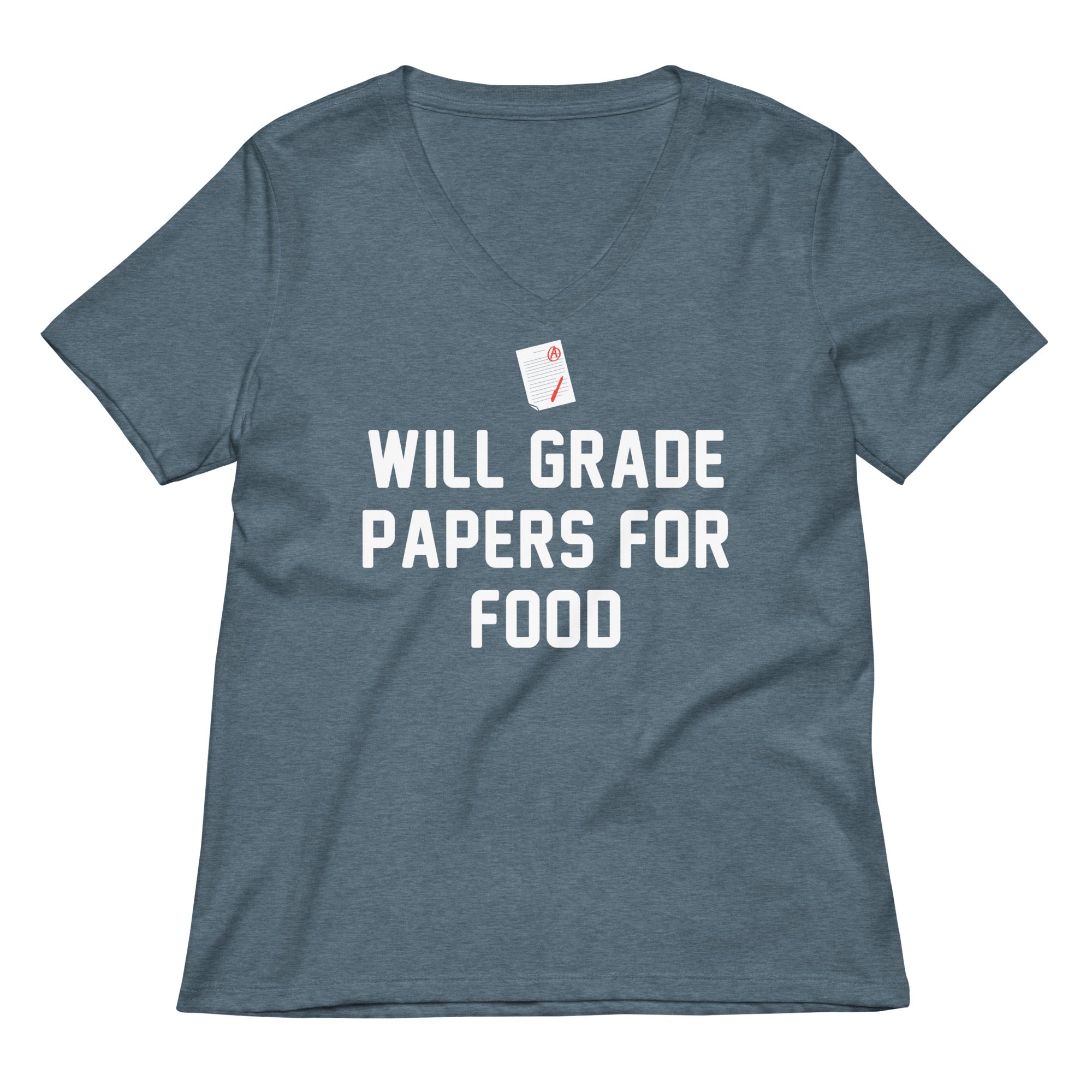 Will Grade Papers For Food Women's V-Neck Tee