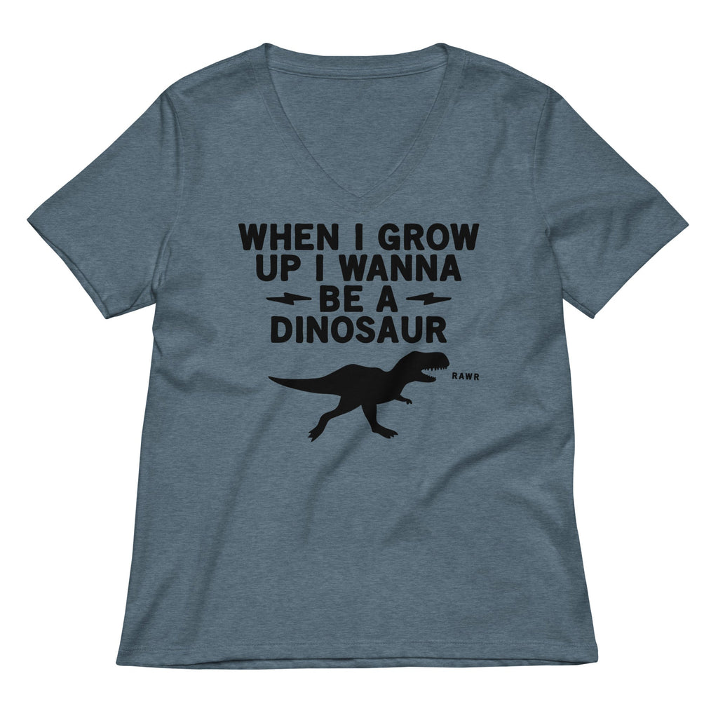 When I Grow Up I Wanna Be A Dinosaur Women's V-Neck Tee