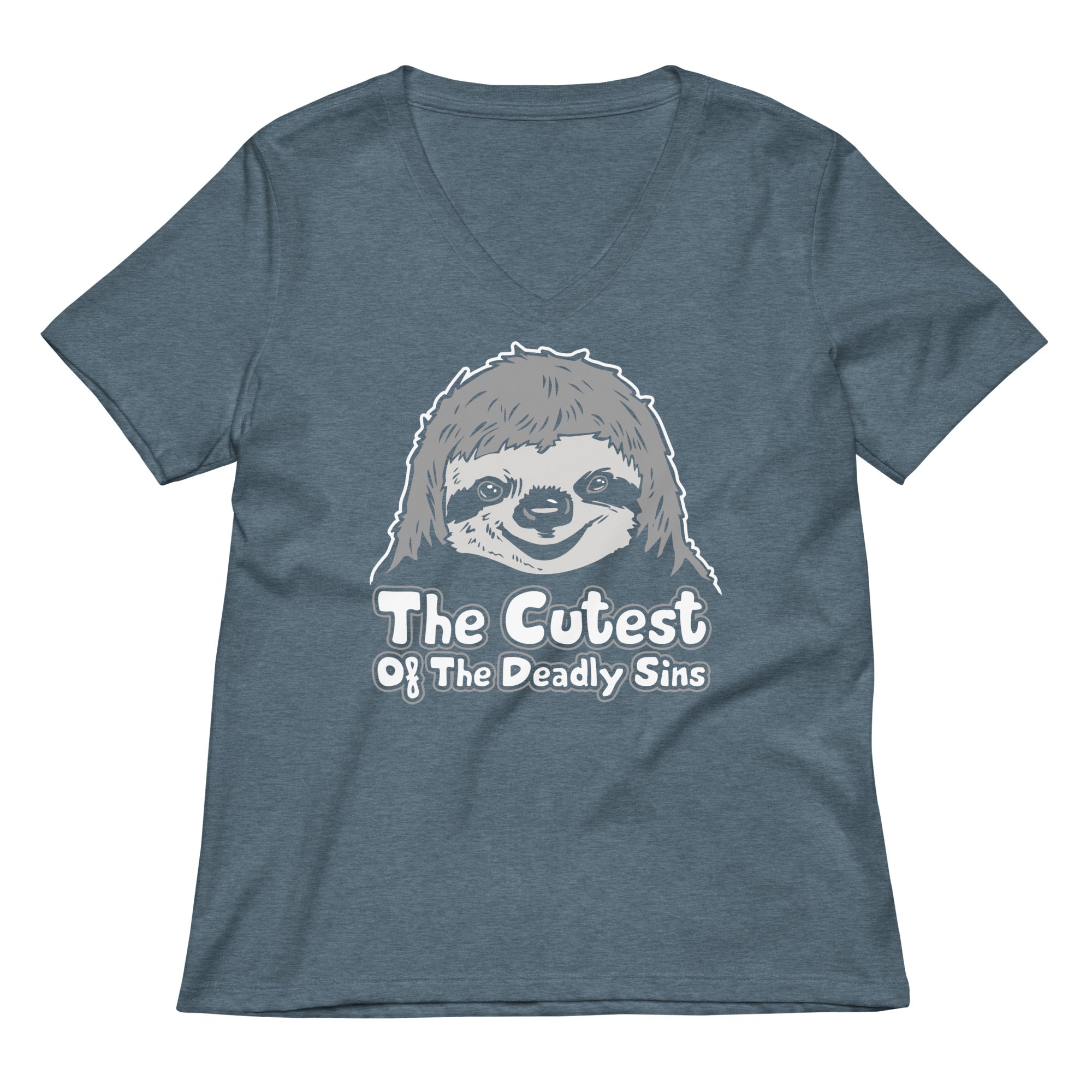 Sloth, The Cutest Of The Deadly Sins Women's V-Neck Tee