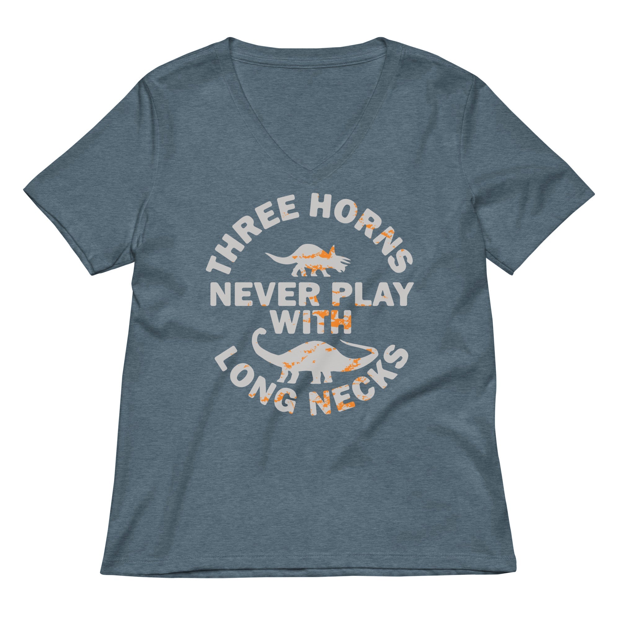 Three Horns Never Play With Long Necks Women's V-Neck Tee