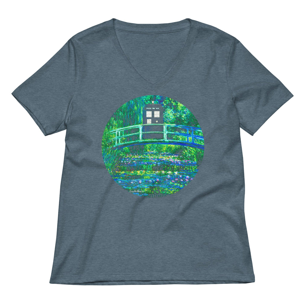 Water Lilies Police Box Women's V-Neck Tee