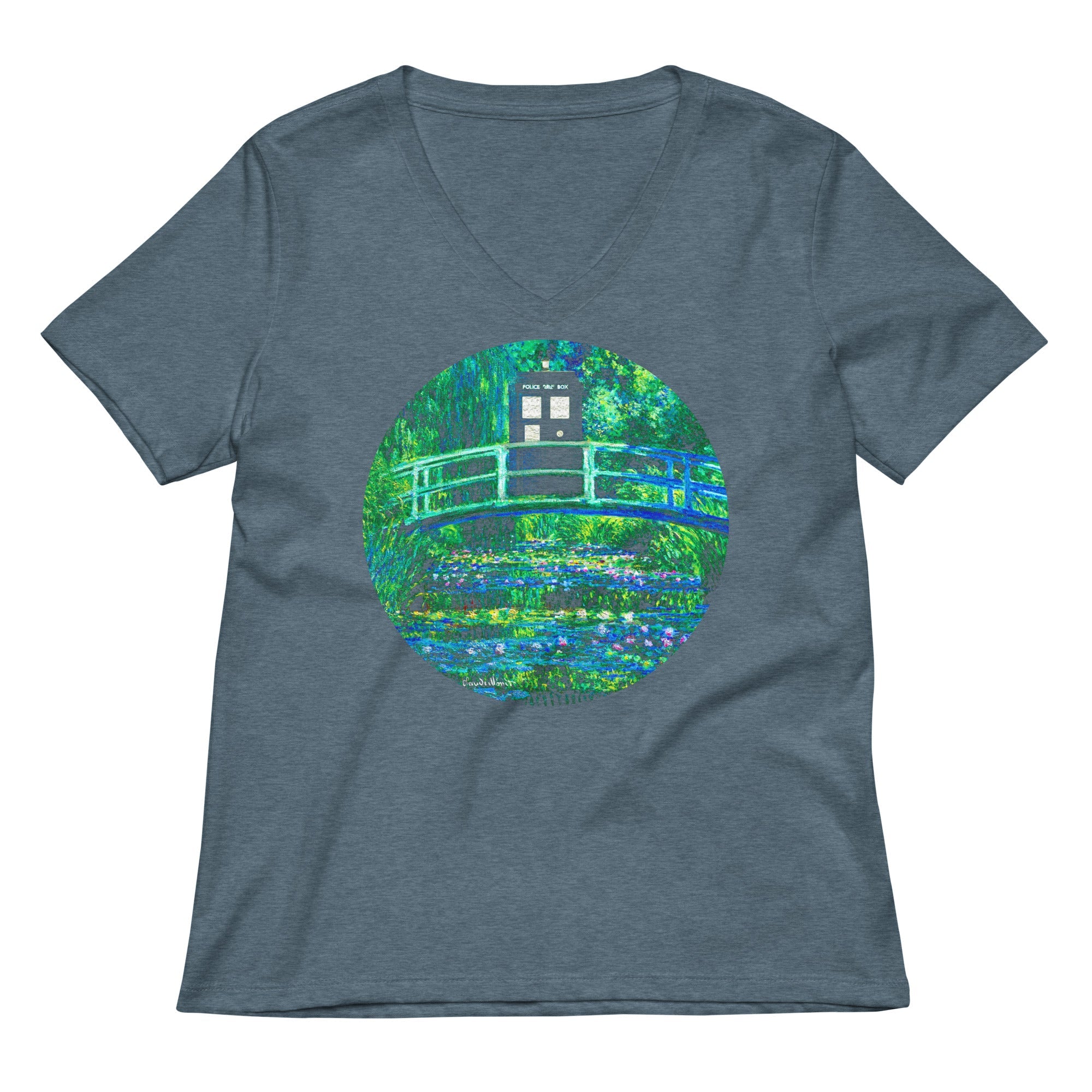 Water Lilies Police Box Women's V-Neck Tee