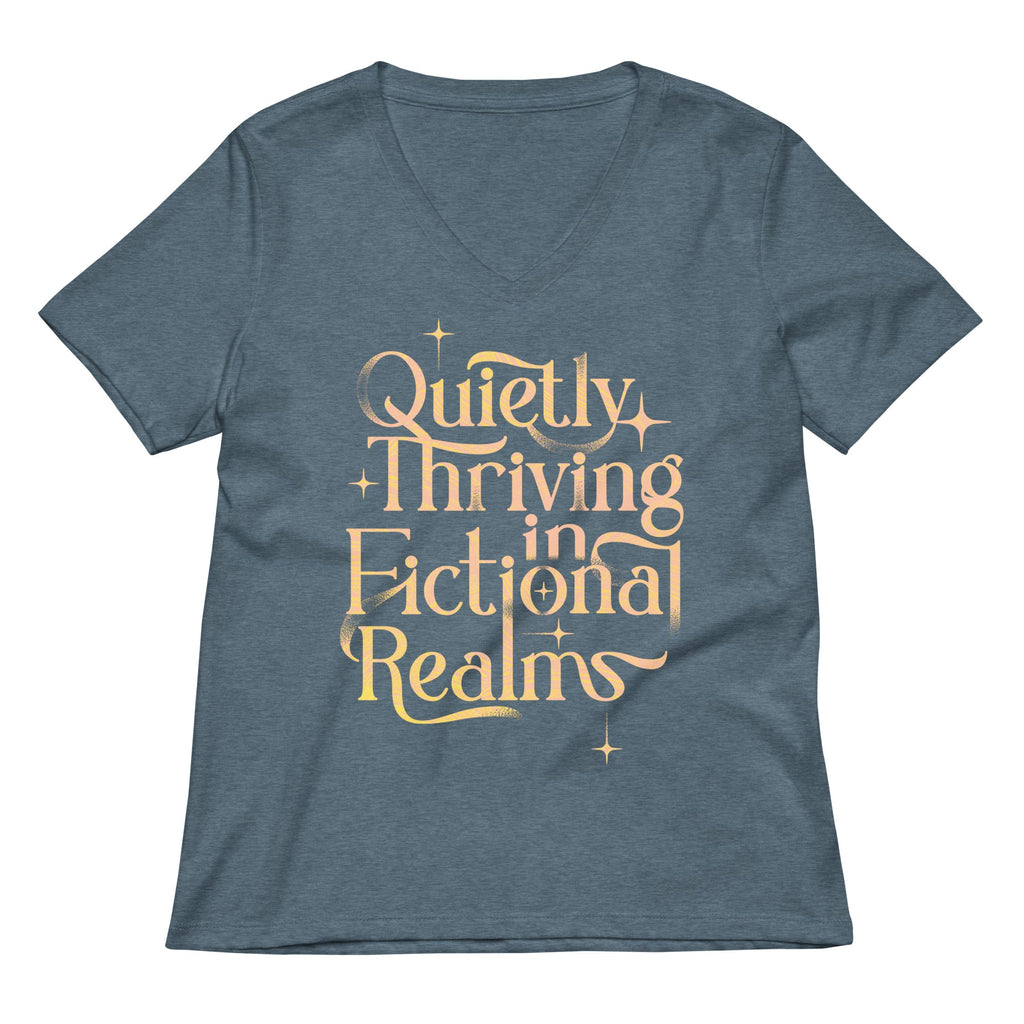 Quietly Thriving In Fictional Realms Women's V-Neck Tee