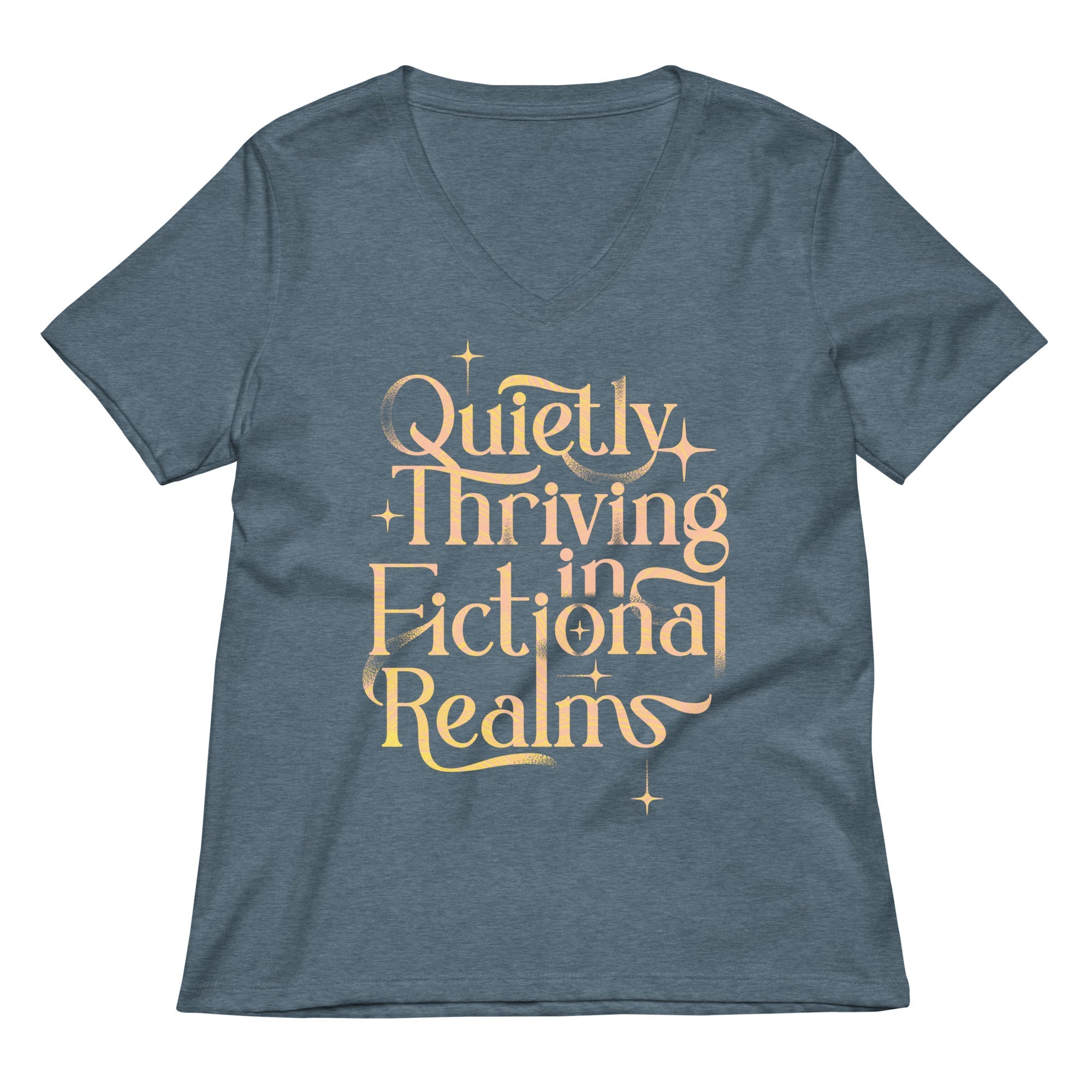Quietly Thriving In Fictional Realms Women's V-Neck Tee