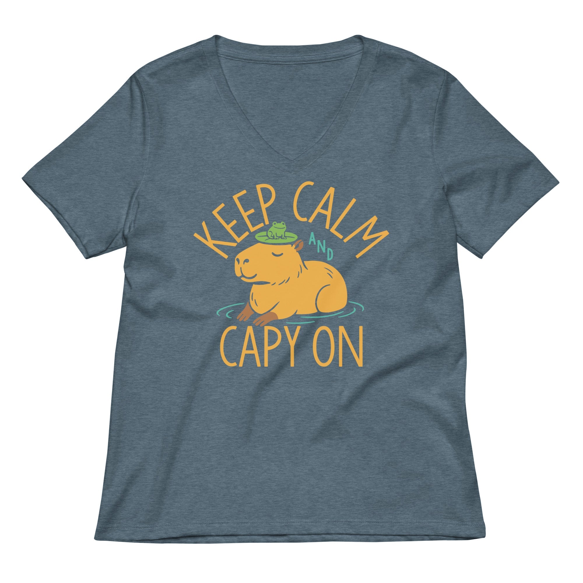 Keep Calm And Capy On Women's V-Neck Tee