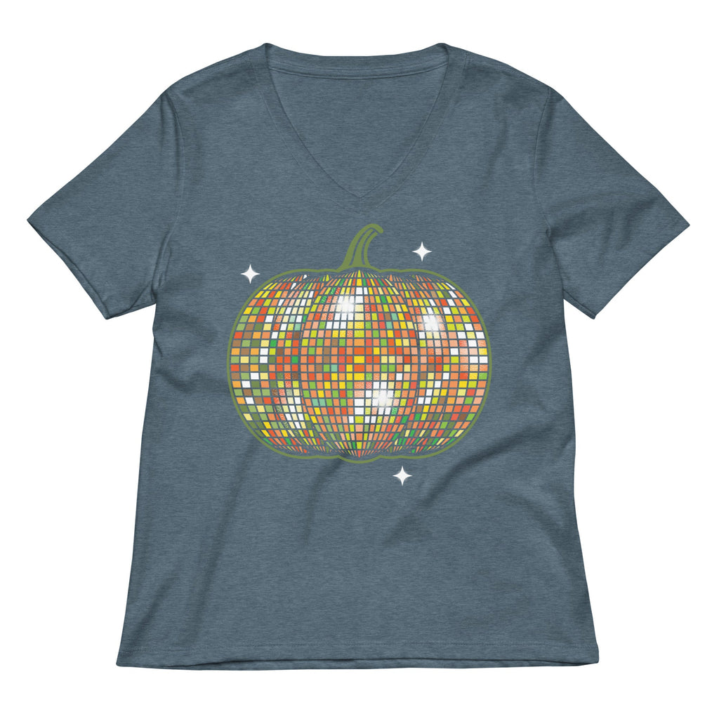 Disco Pumpkin Women's V-Neck Tee