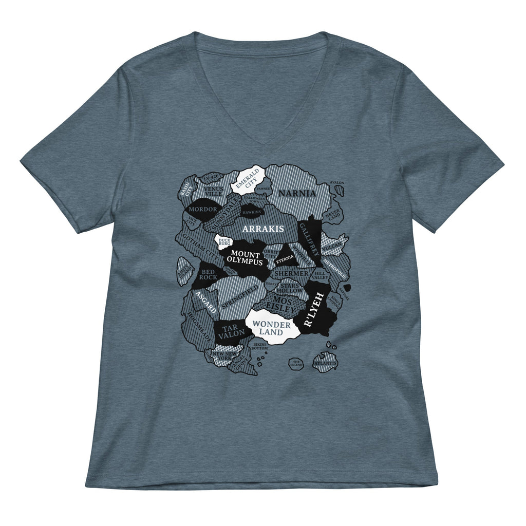 World Map Women's V-Neck Tee