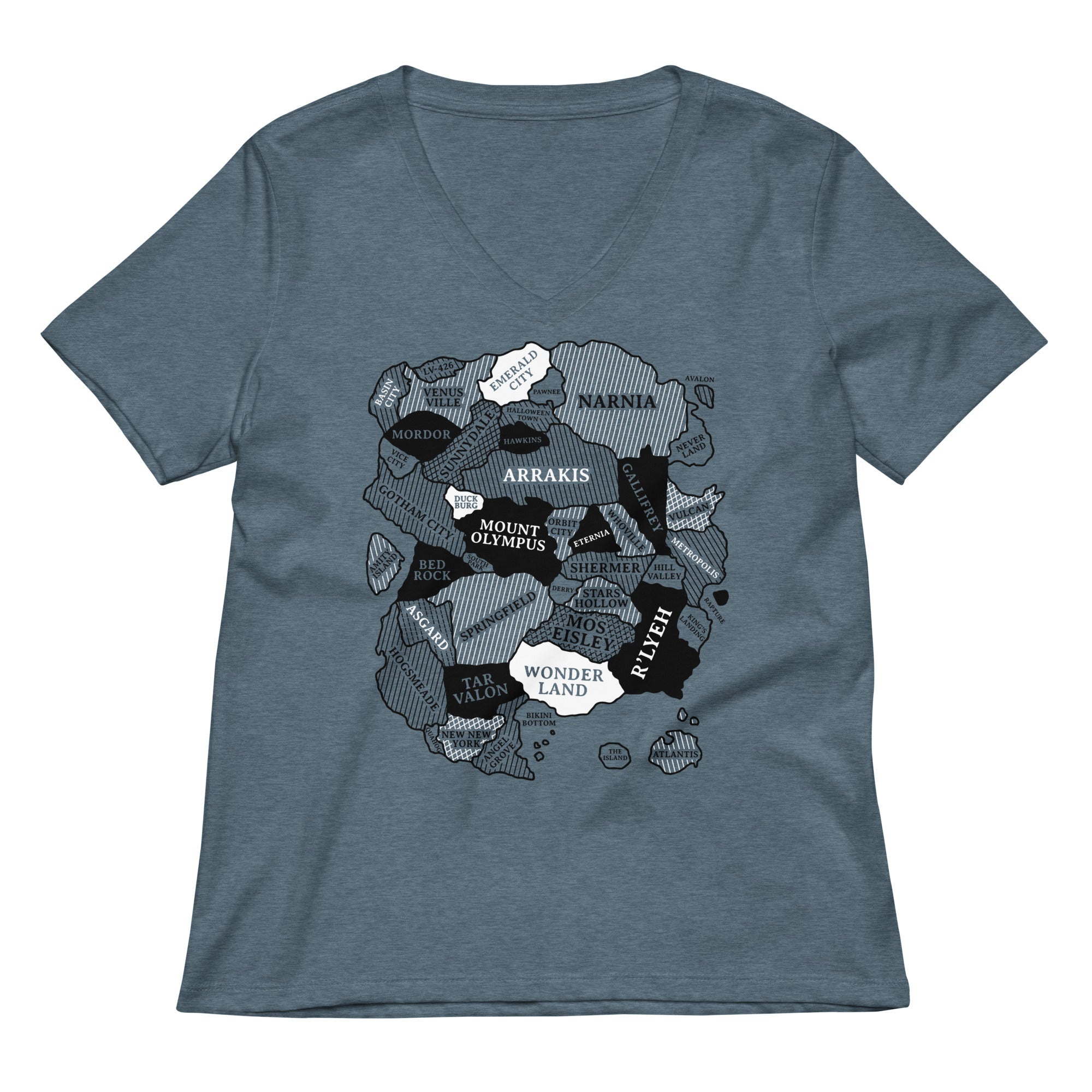 World Map Women's V-Neck Tee