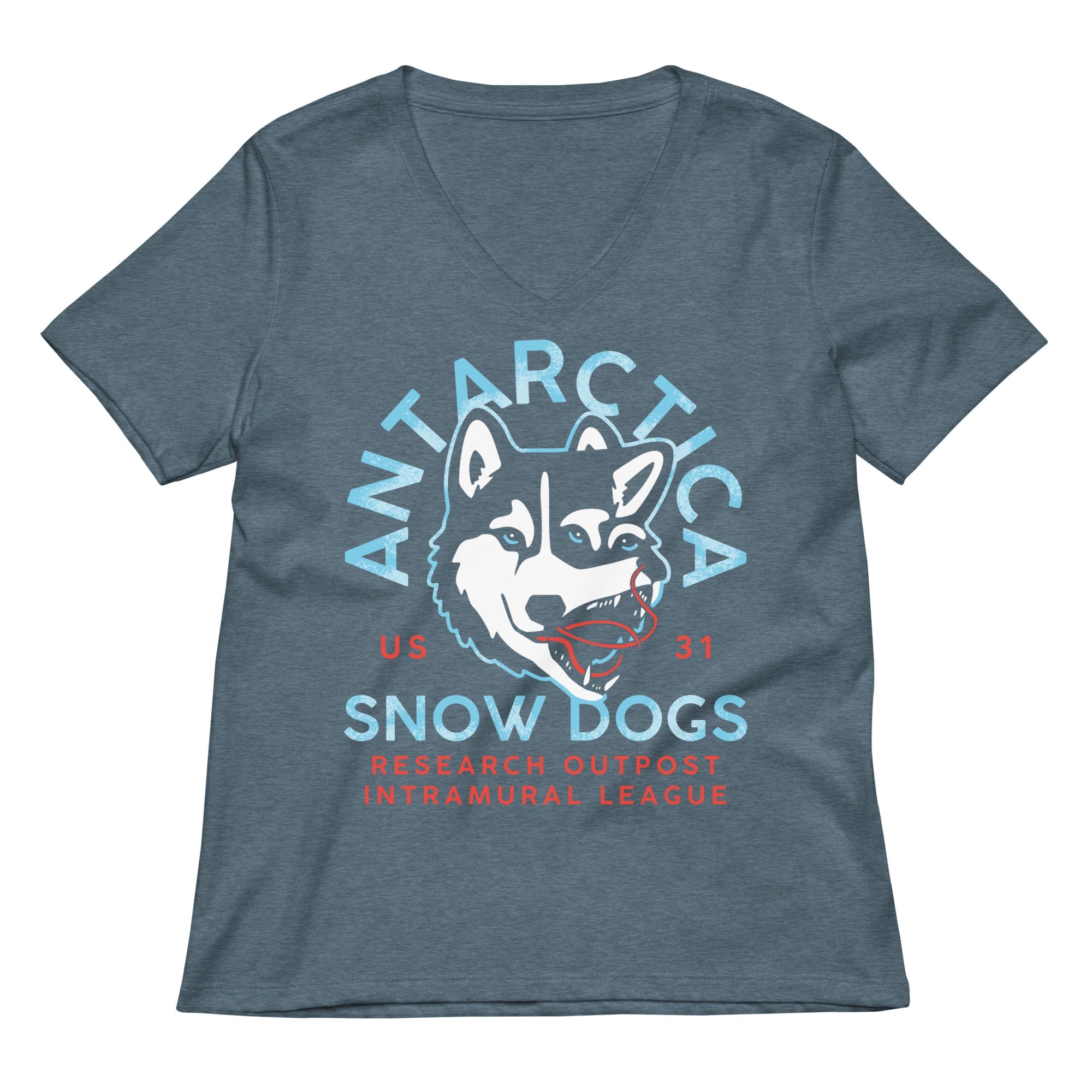 Antarctica Snow Dogs Women's V-Neck Tee