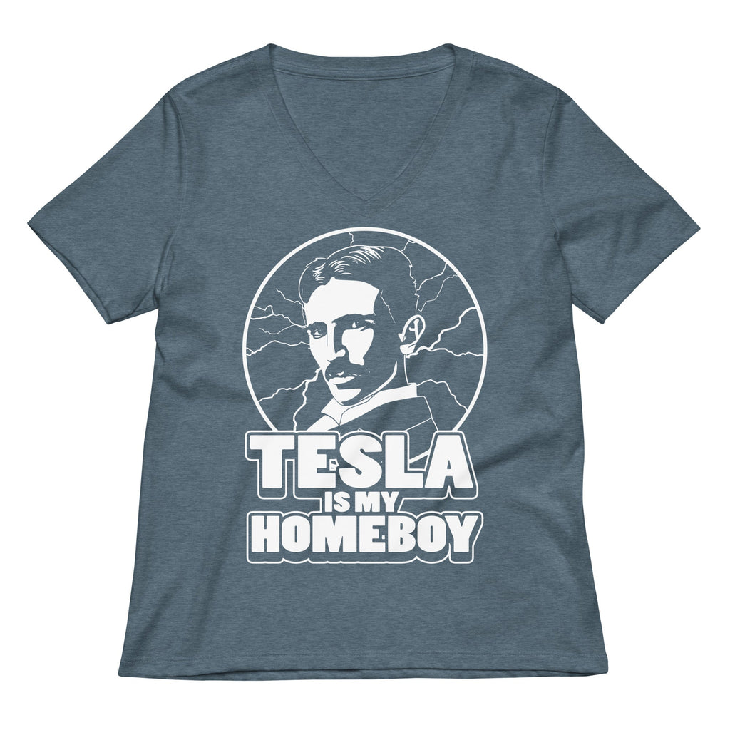 Tesla Is My Homeboy Women's V-Neck Tee