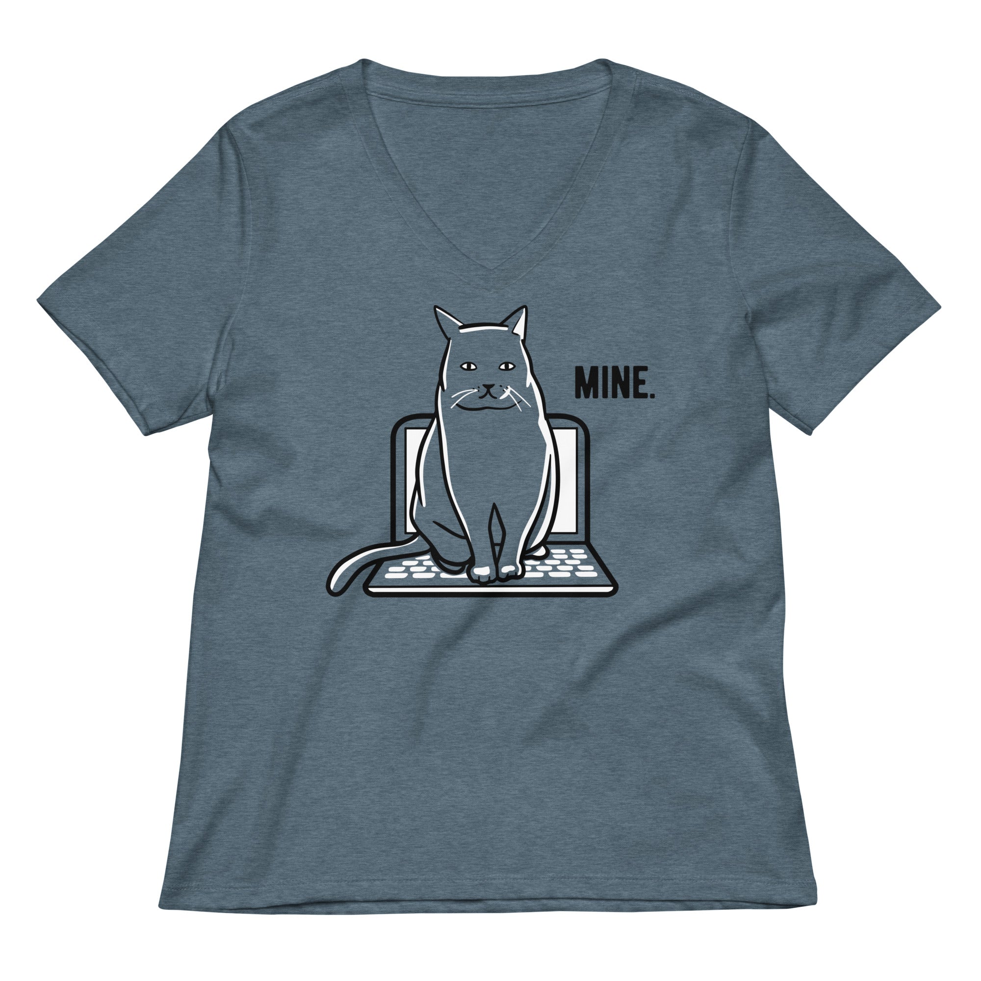 Mine Computer Cat Women's V-Neck Tee