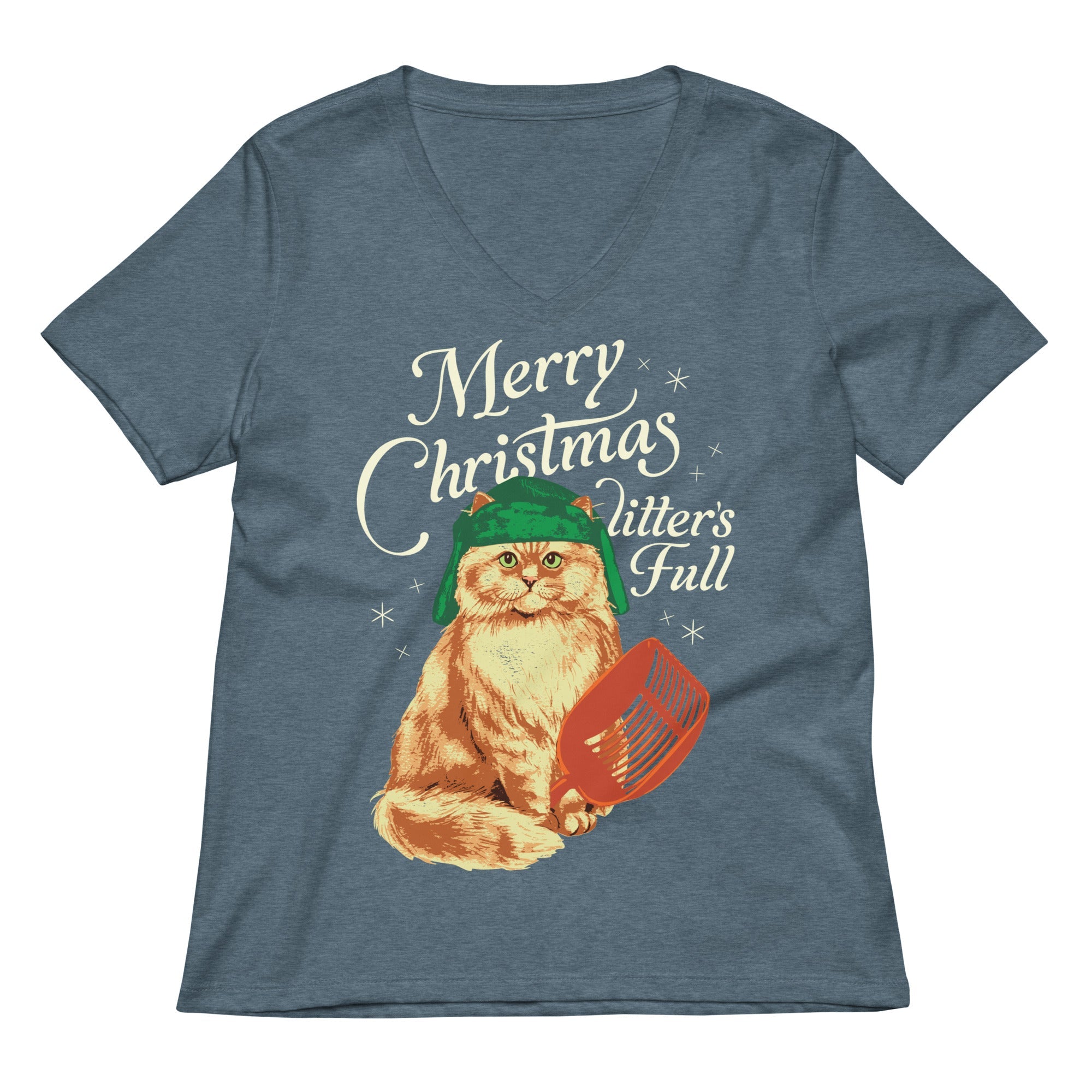 Merry Christmas Litter's Full Women's V-Neck Tee