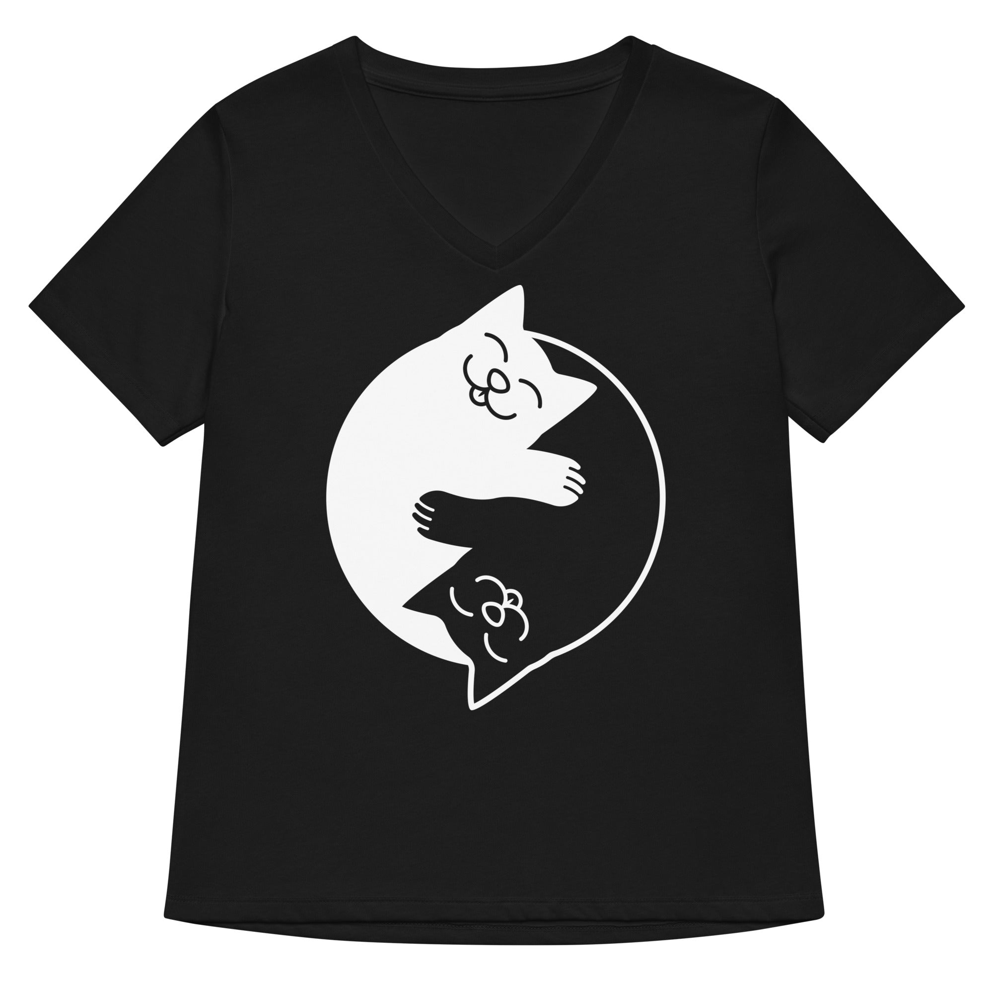 Yin Yang Cats Women's V-Neck Tee