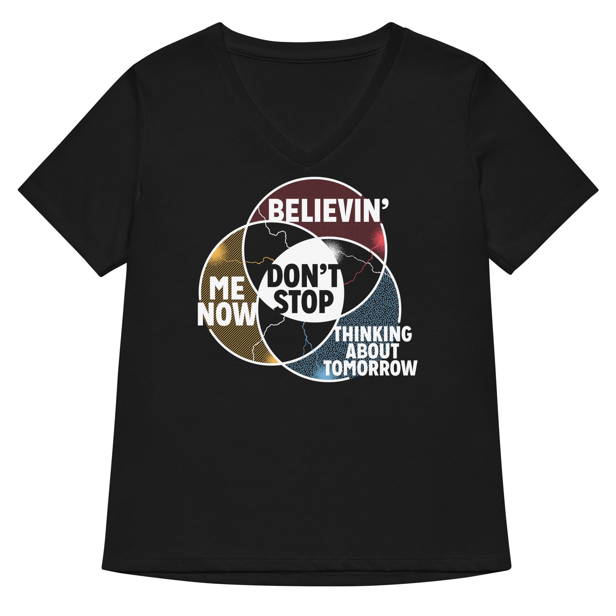 Don't Stop Venn Diagram Women's V-Neck Tee