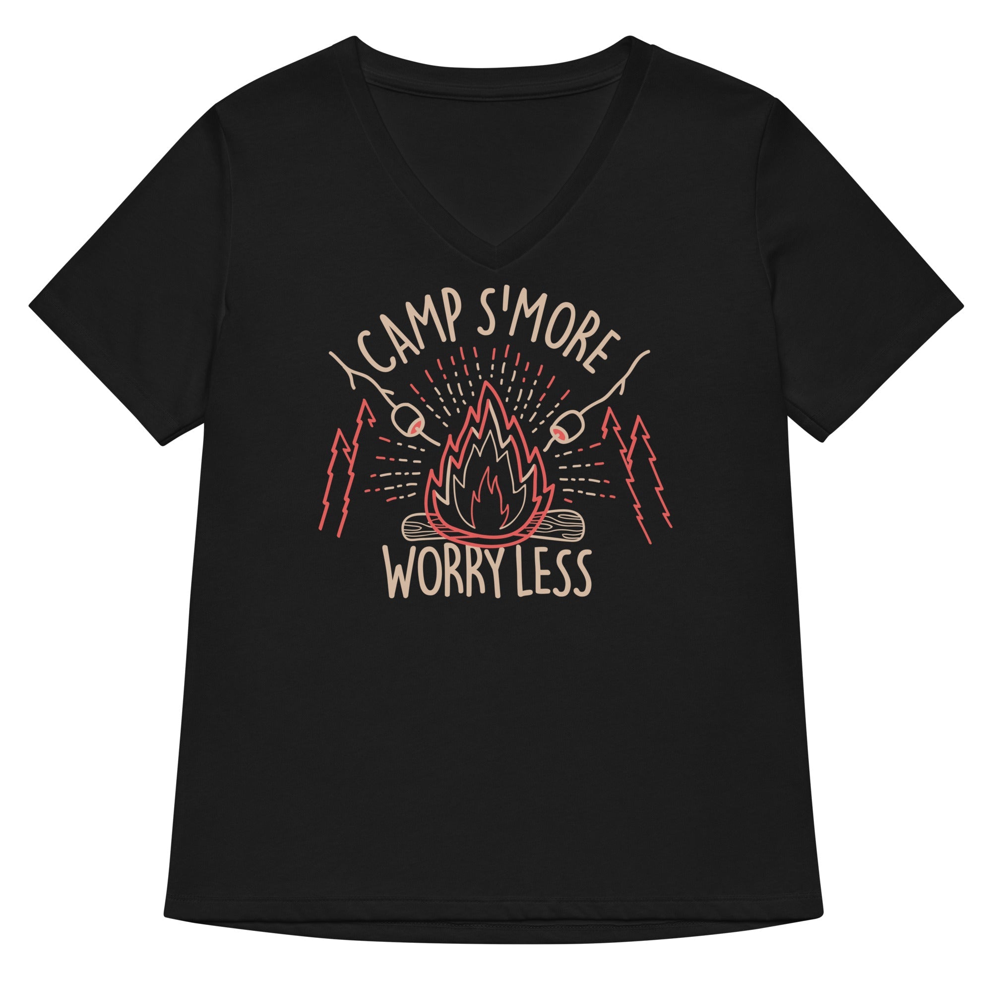 Camp S'more Worry Less Women's V-Neck Tee