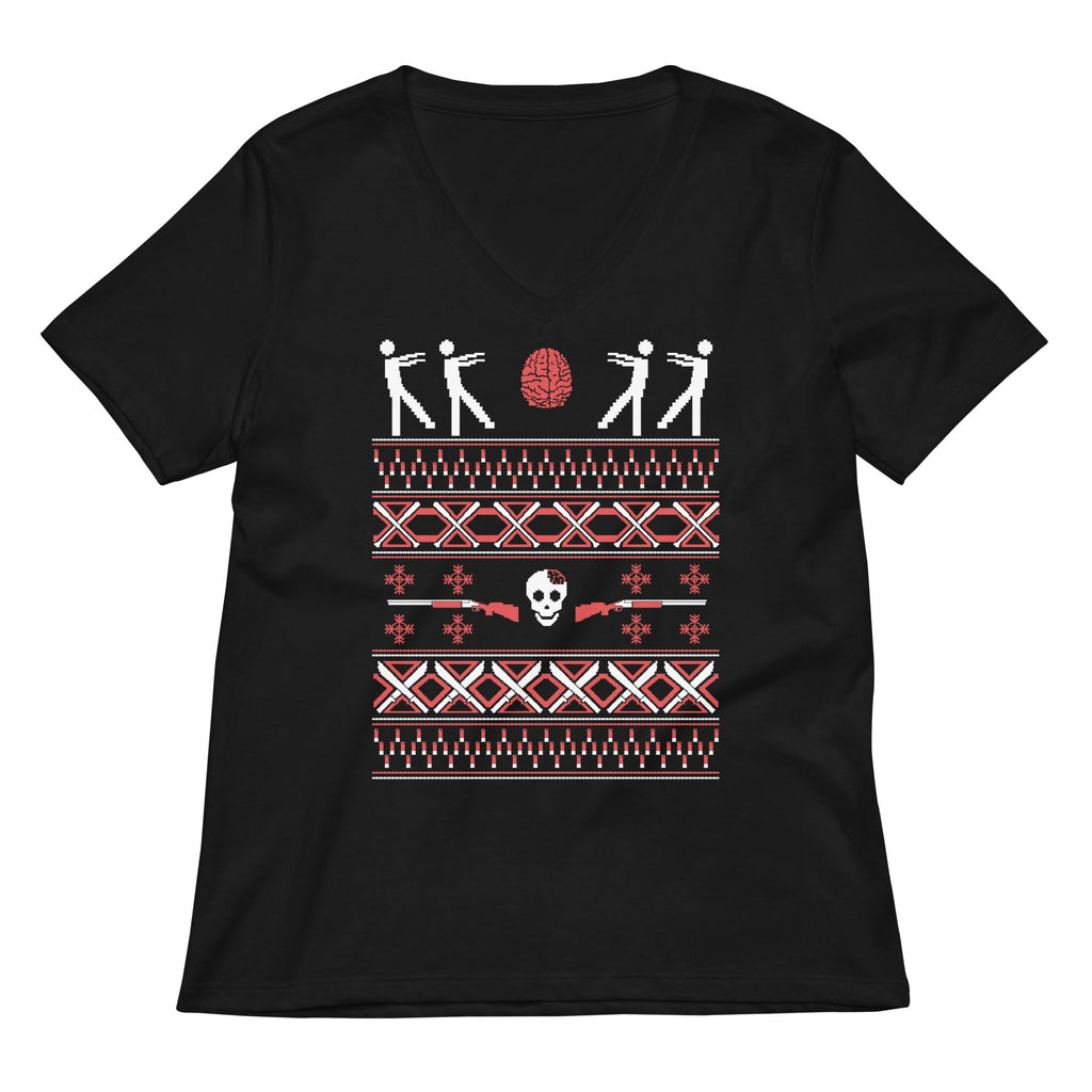 Zombie Christmas Sweater Women's V-Neck Tee