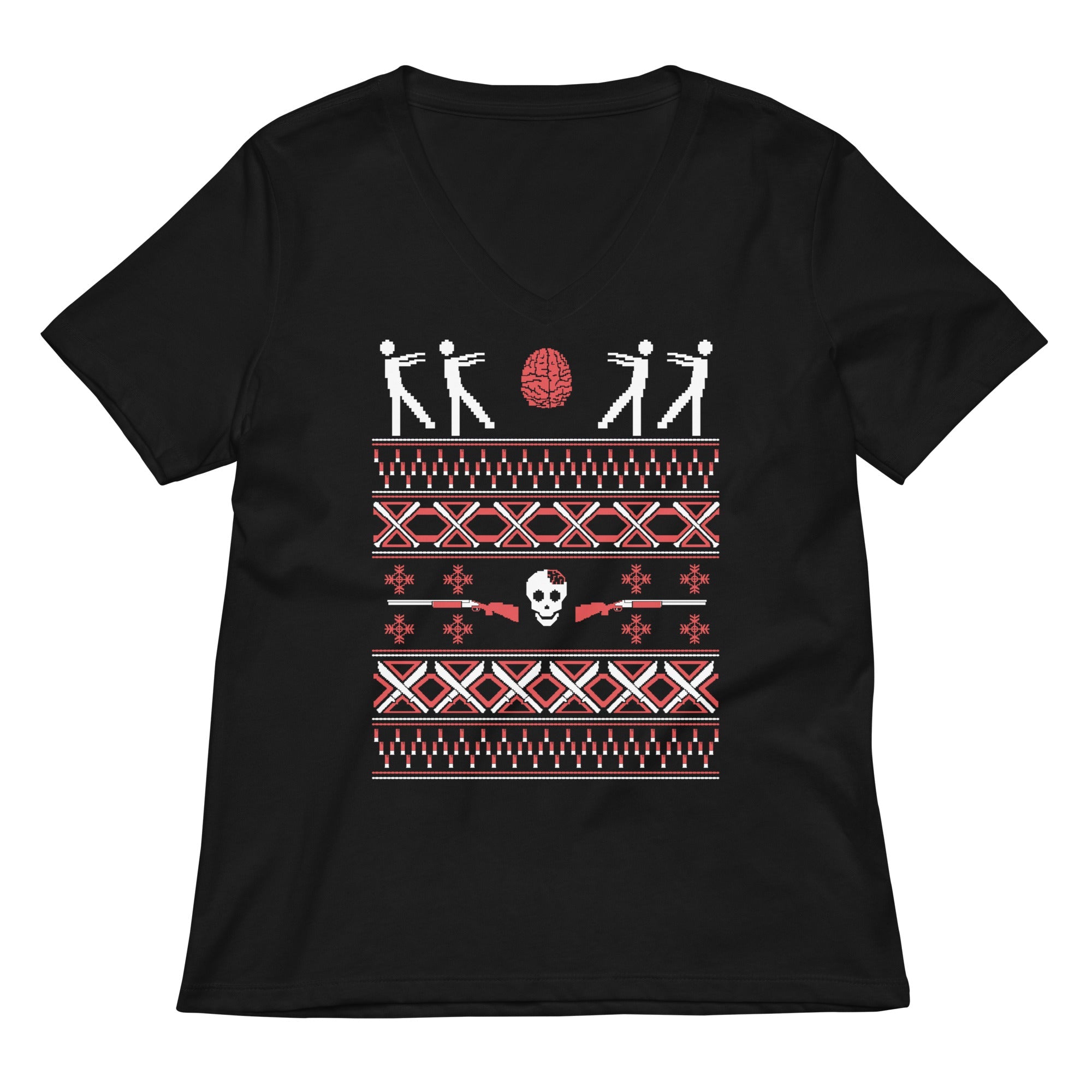 Zombie Christmas Sweater Women's V-Neck Tee